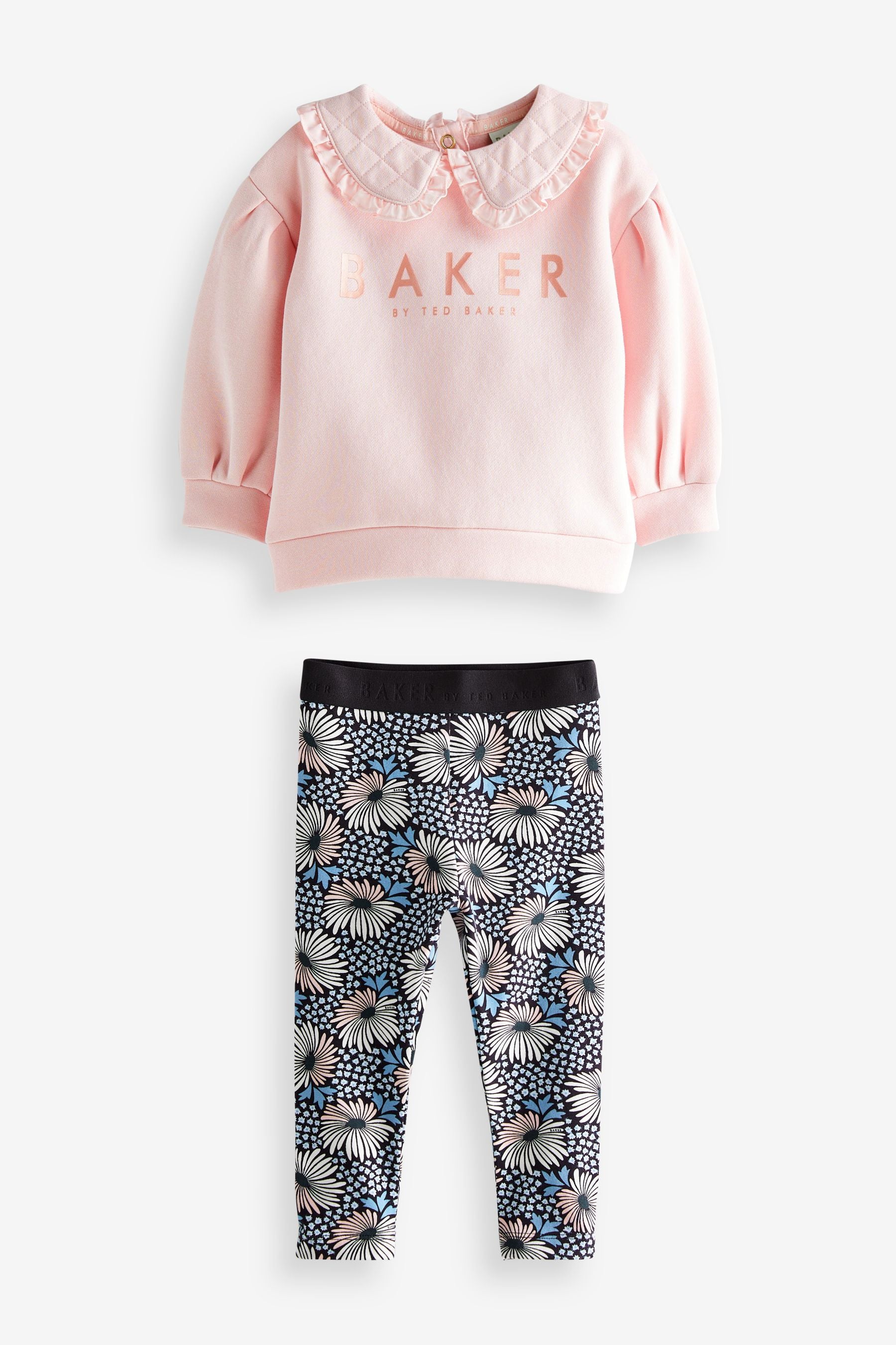 Pink Baker by Ted Baker (0-6yrs) Pink Leggings and Collar Sweater Set