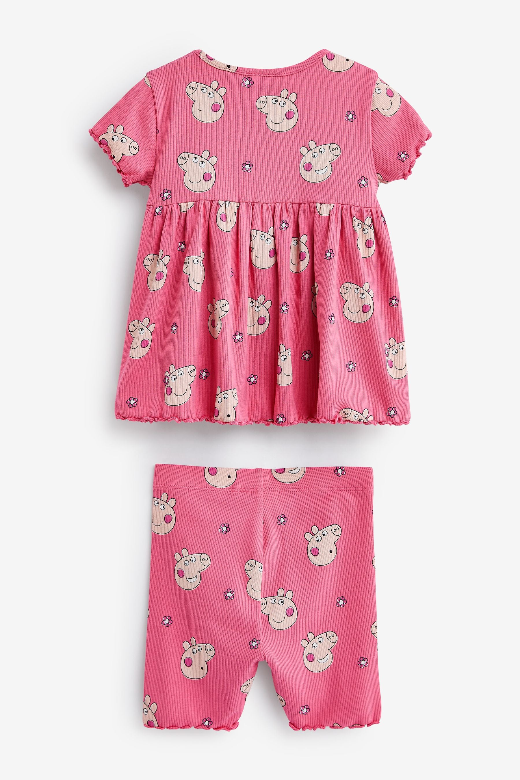 Pink Peppa Pig Ribbed T-Shirt and Shorts Set (3mths-7yrs)