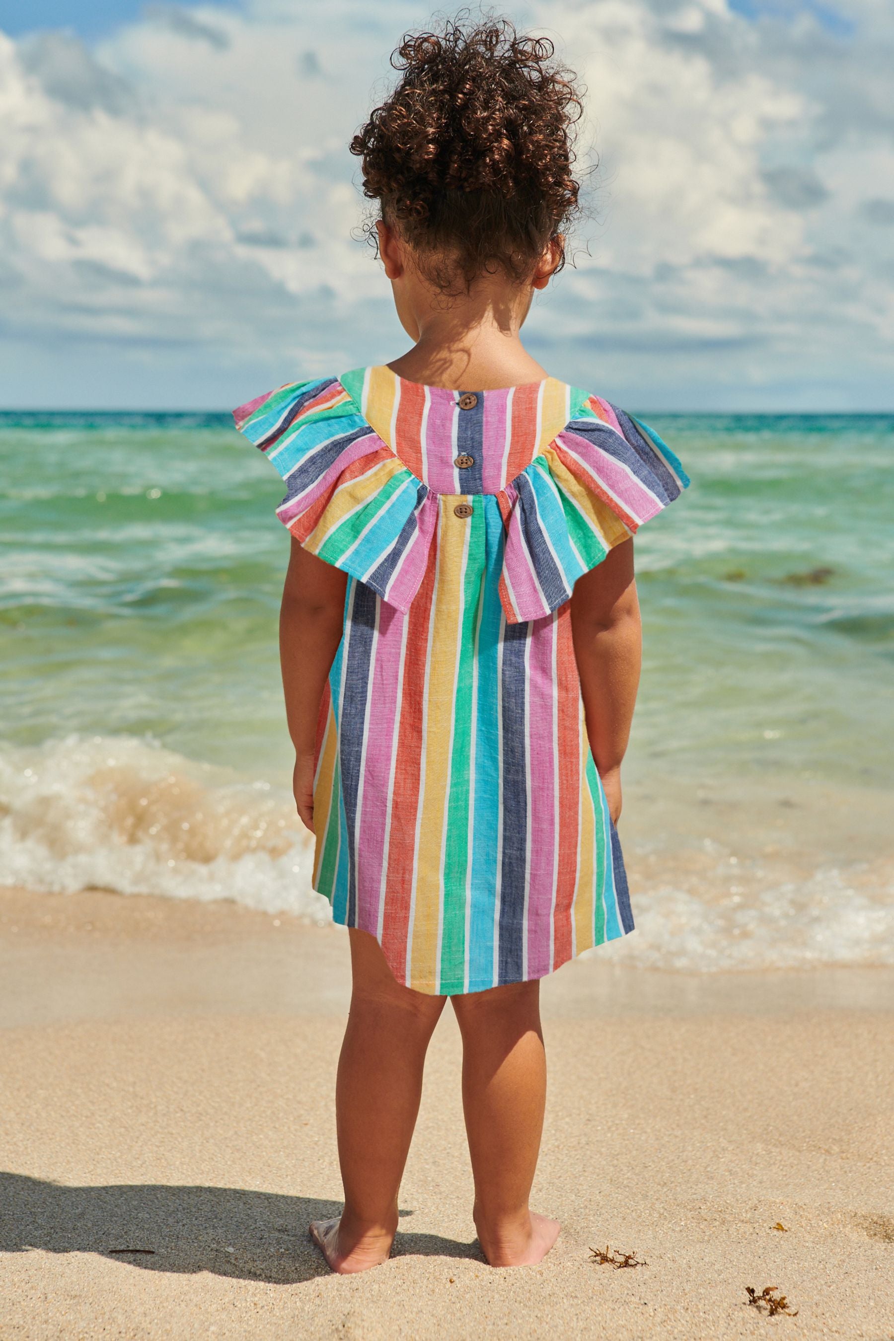 Rainbow Stripe Cotton Ruffle Dress (3mths-8yrs)