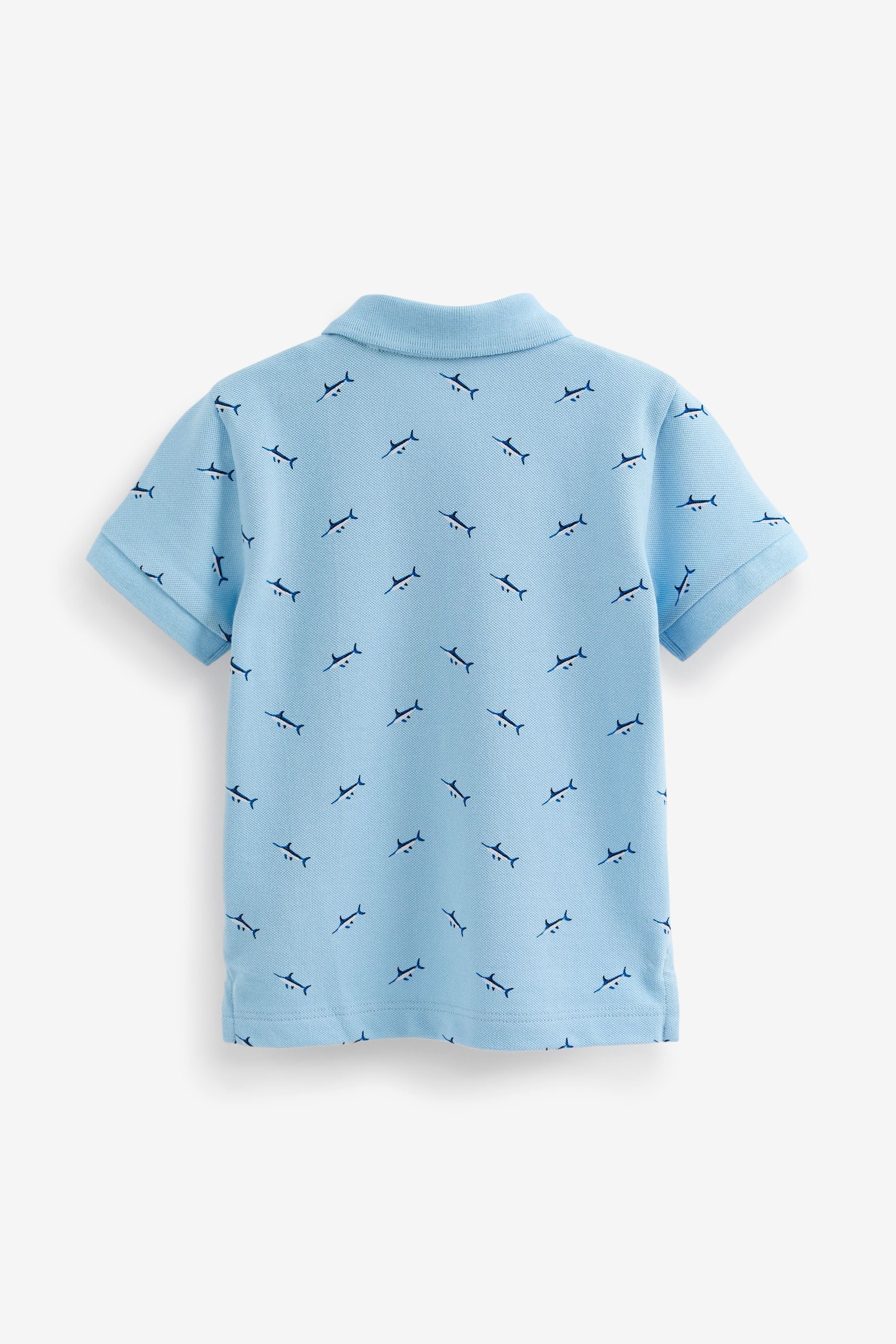 Blue Shark All Over Character Short Sleeves Polo (3mths-7yrs)