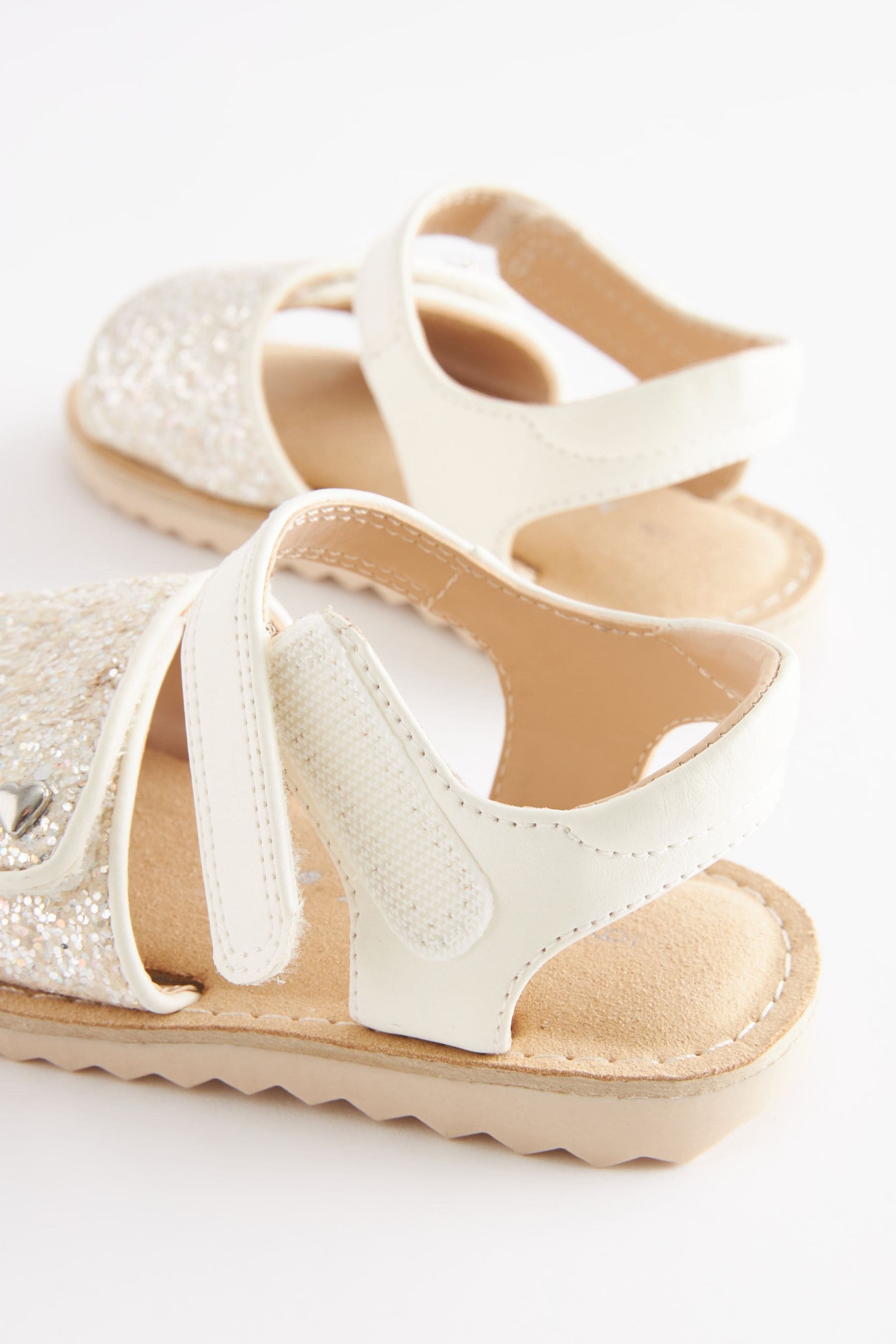 White Glitter Sandals