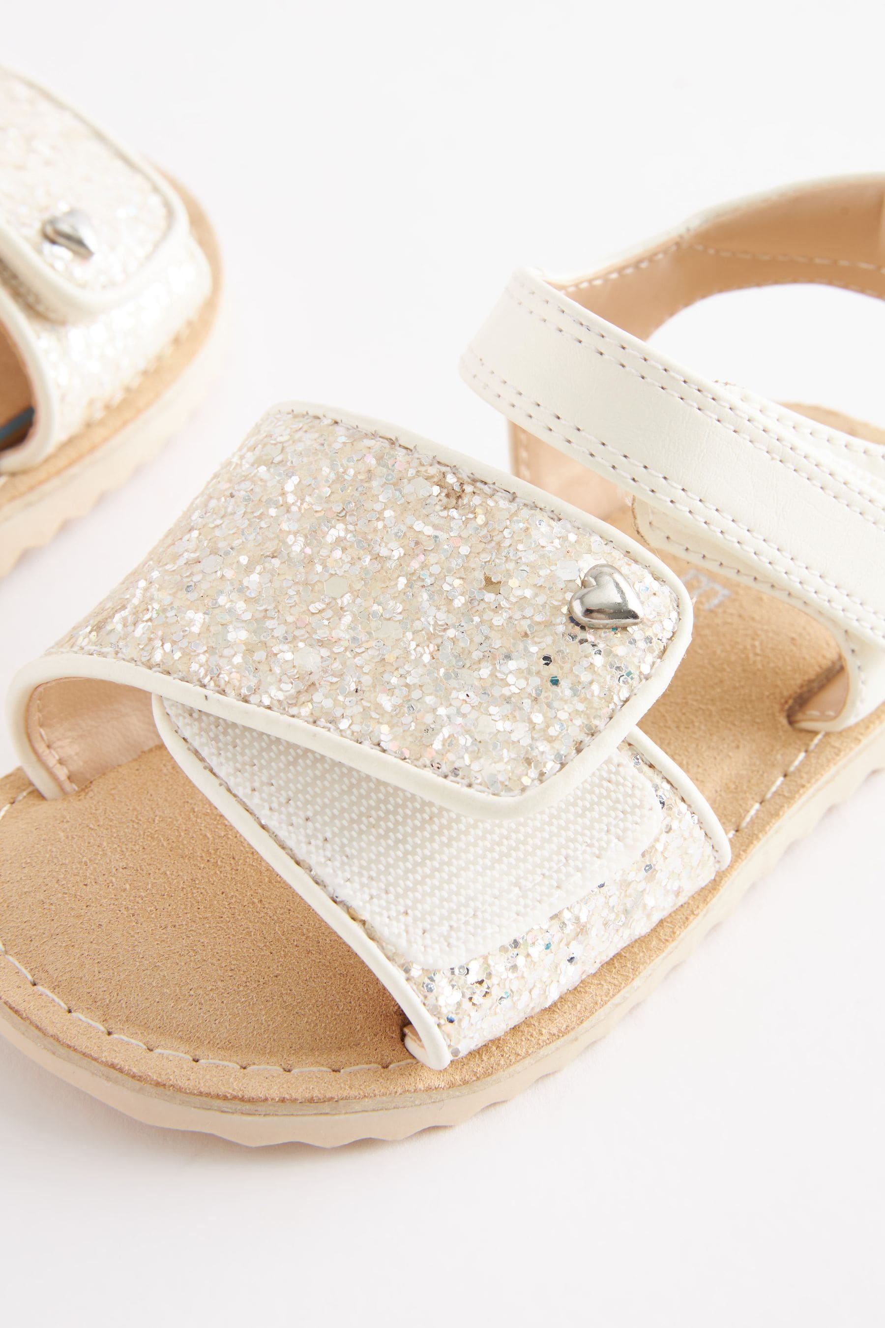 White Glitter Sandals