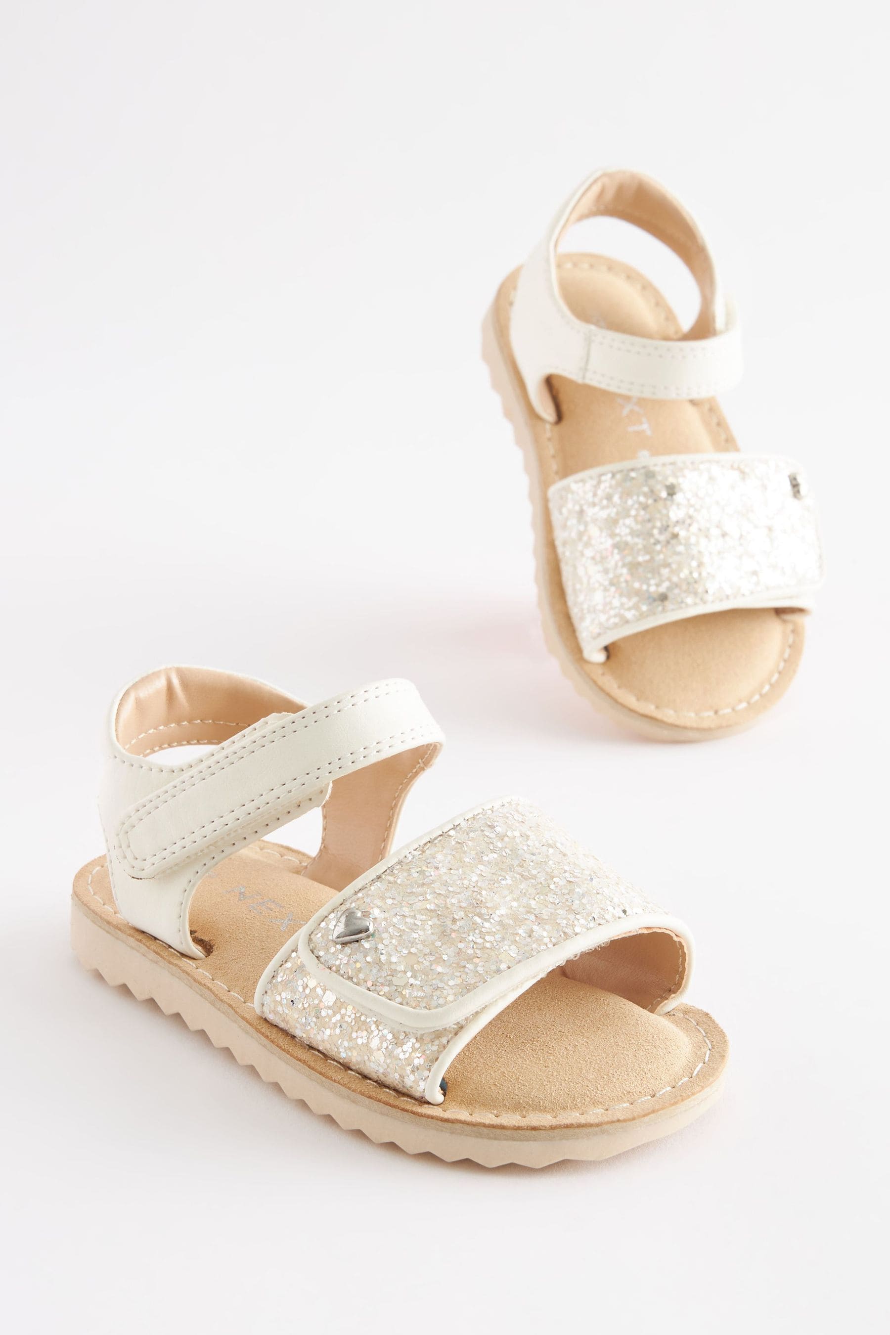 White Glitter Sandals