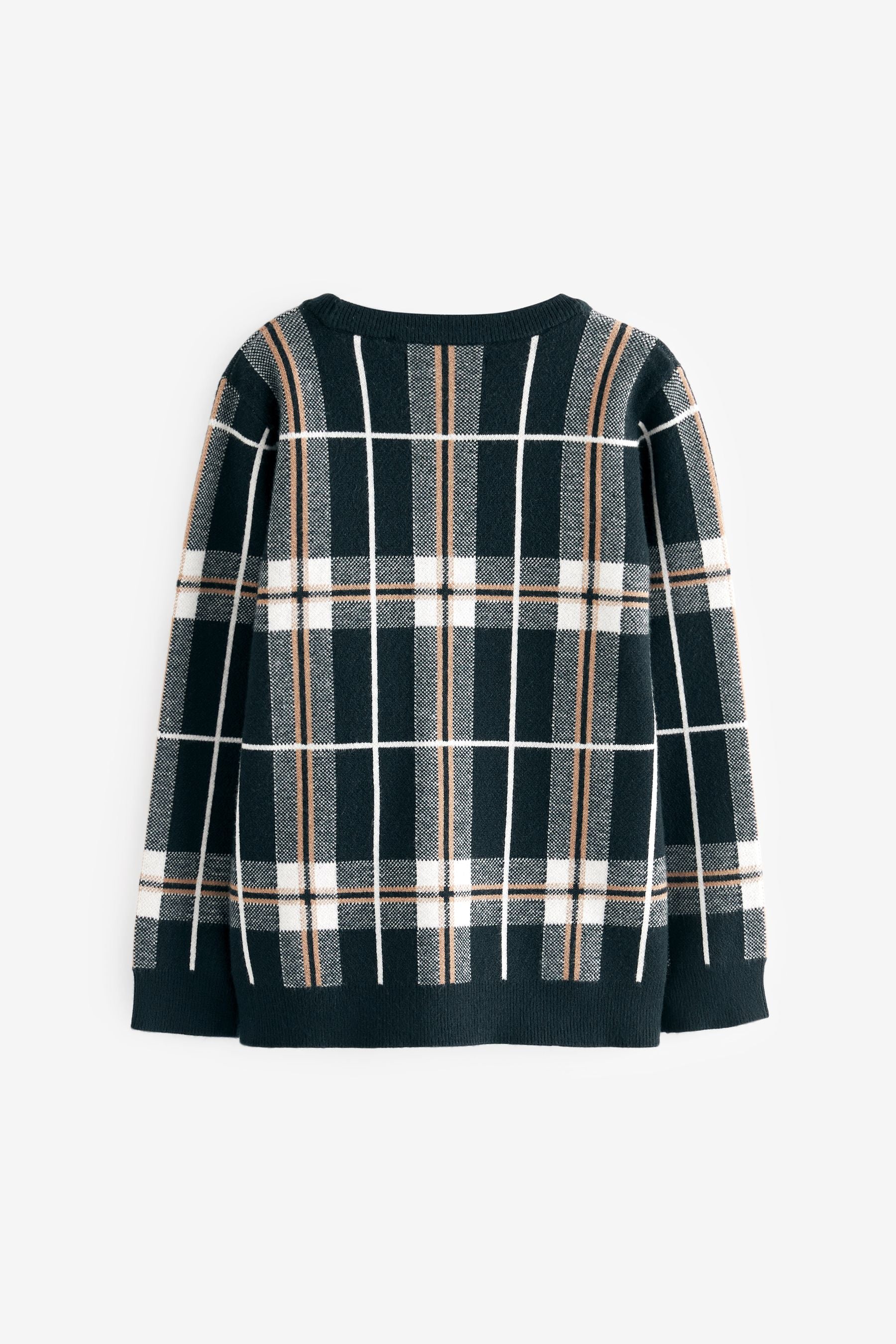 Navy Blue Check Crew Jumper (3-16yrs)