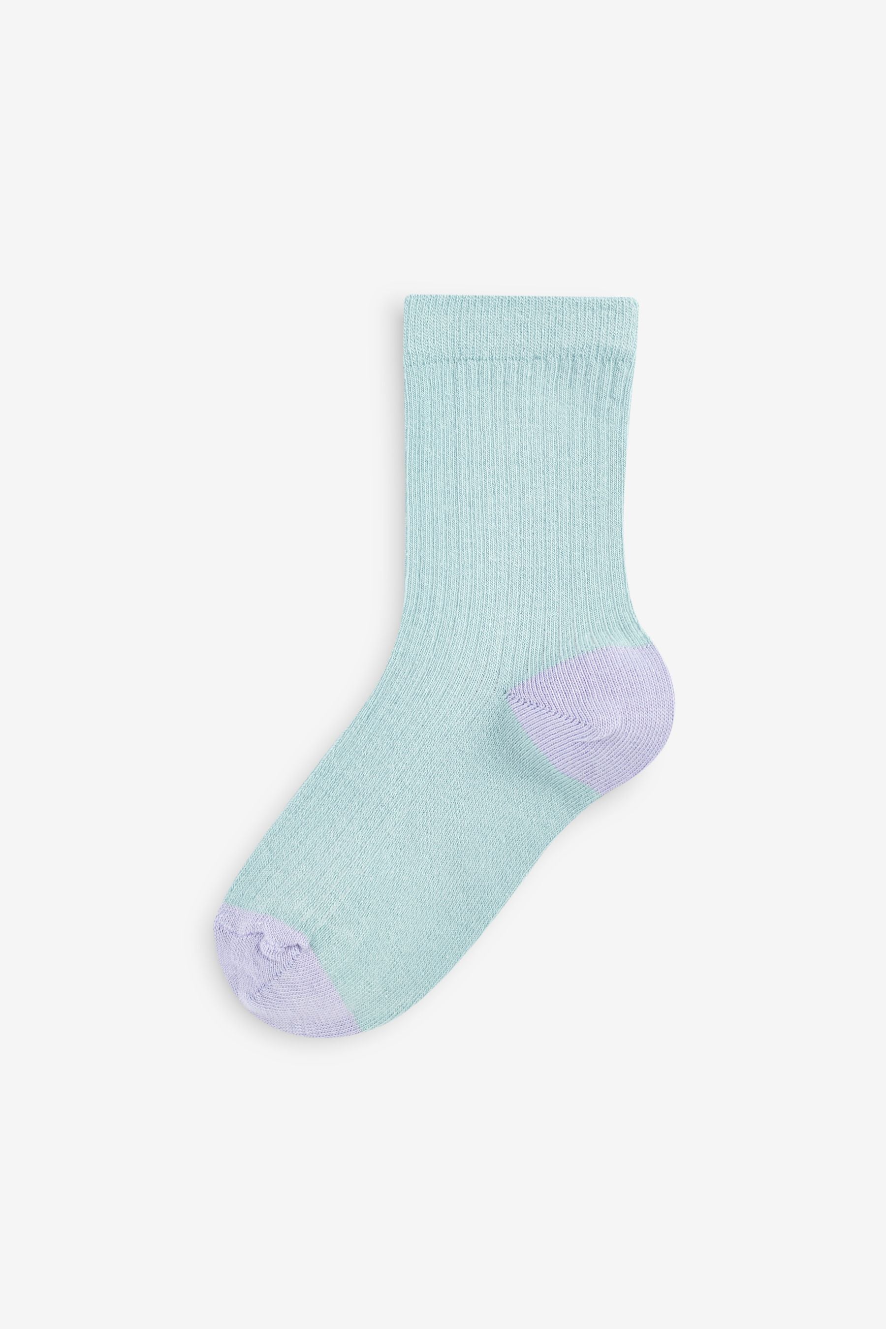 Blue/Teal Cotton Rich Fine Rib Socks 7 Pack