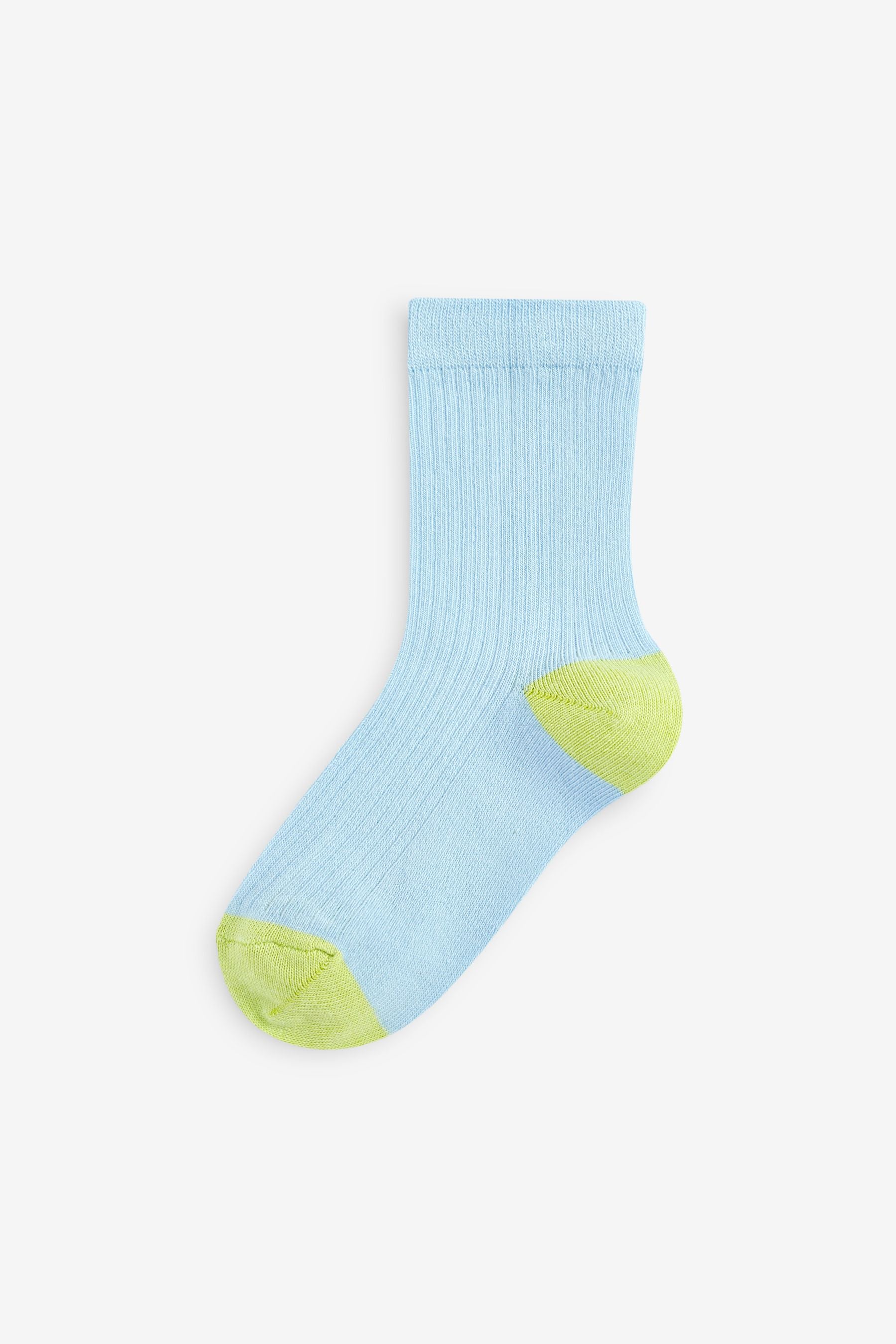 Blue/Teal Cotton Rich Fine Rib Socks 7 Pack