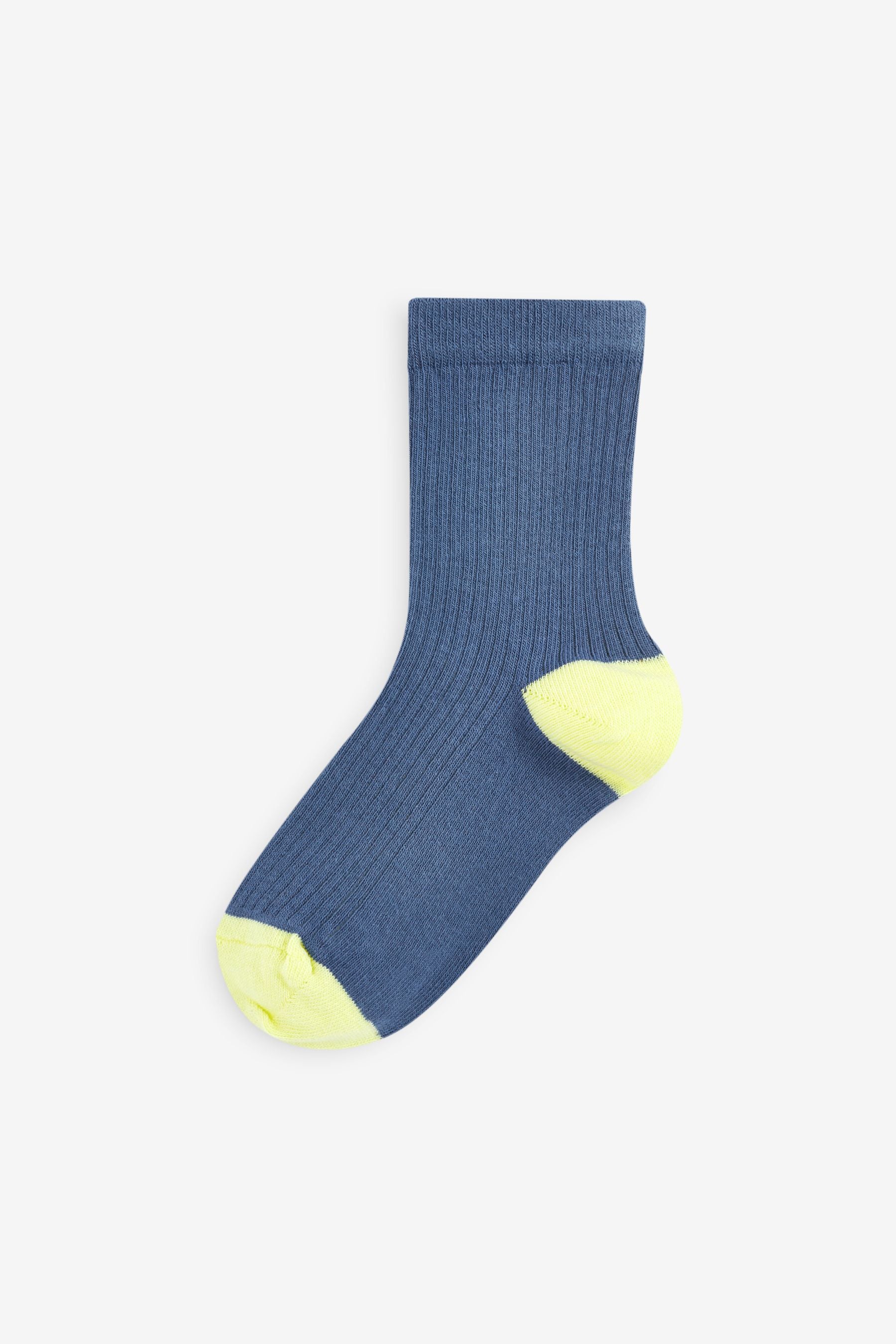 Blue/Teal Cotton Rich Fine Rib Socks 7 Pack