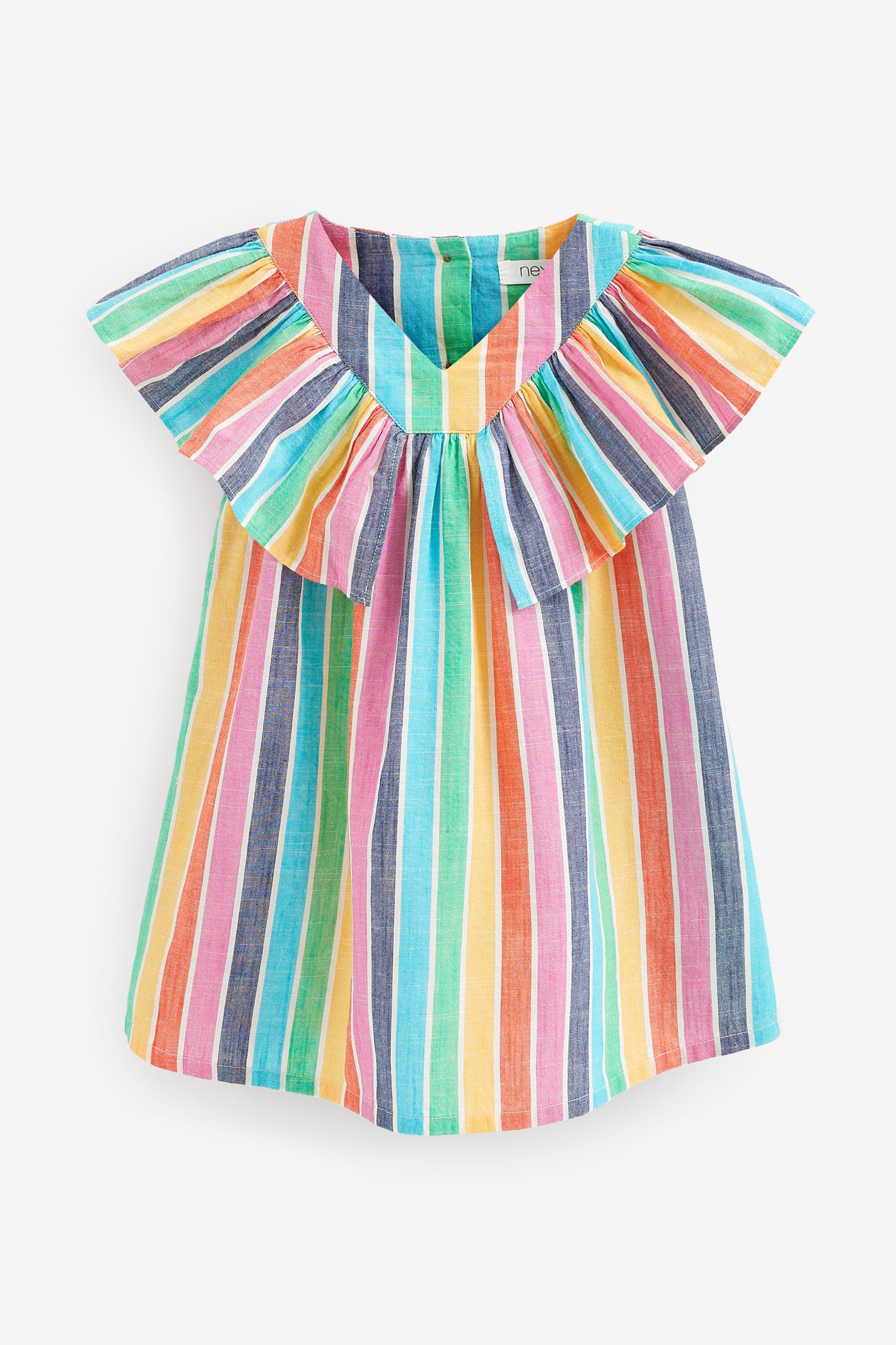 Rainbow Stripe Cotton Ruffle Dress (3mths-8yrs)