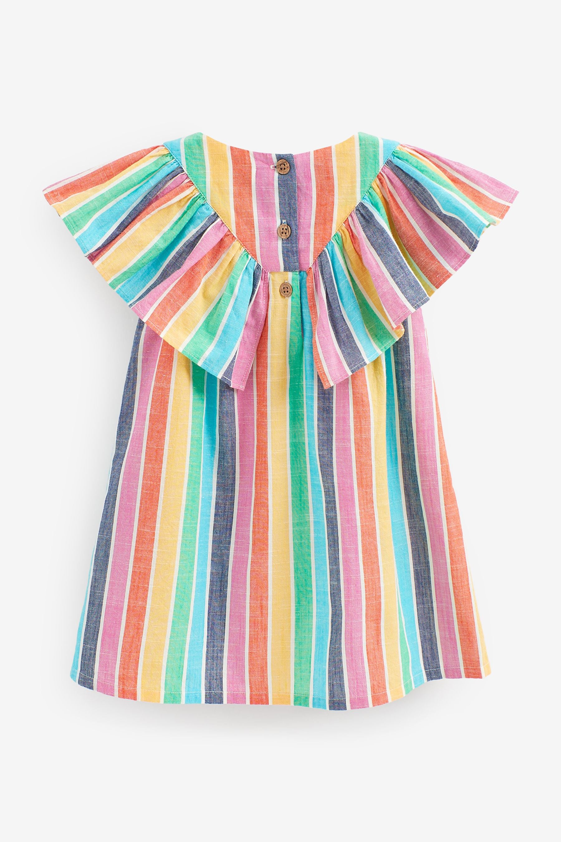 Rainbow Stripe Cotton Ruffle Dress (3mths-8yrs)