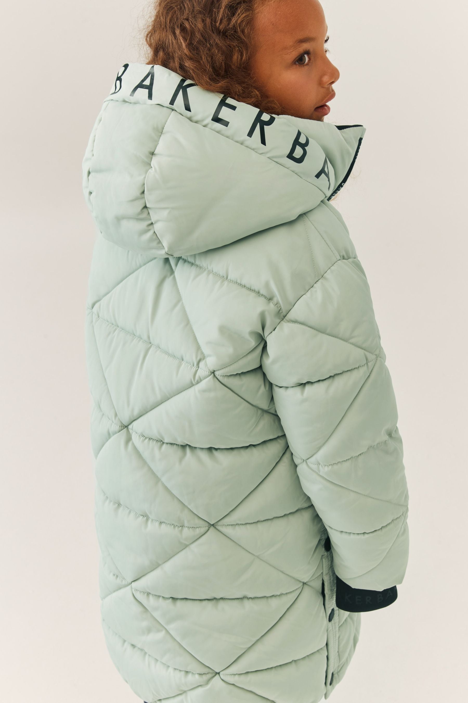 Mint Green Baker by Ted Baker Shower Resistant Quilted Longline Coat