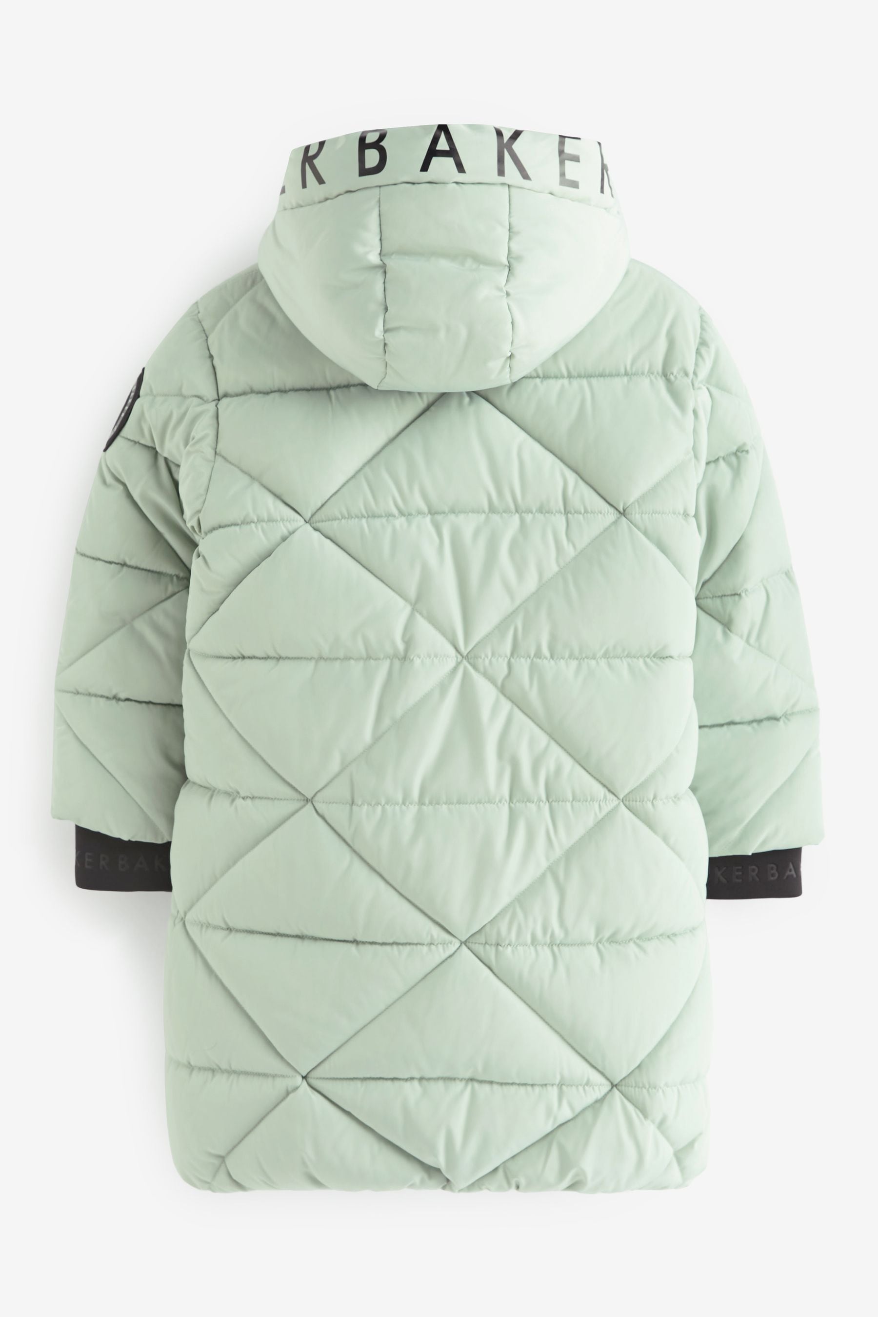 Mint Green Baker by Ted Baker Shower Resistant Quilted Longline Coat