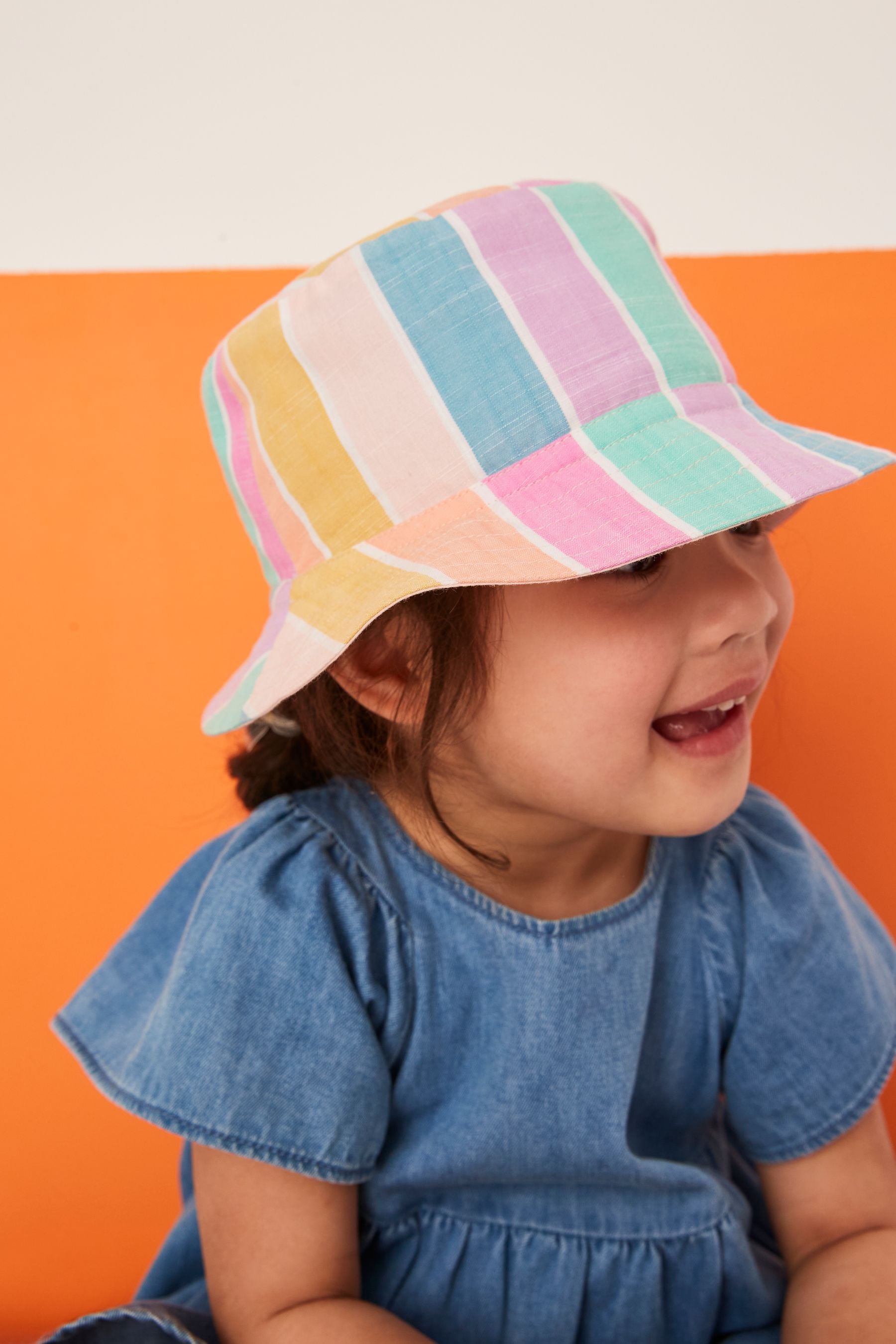 Rainbow Stripe Lightweight Cotton Bucket Hat (3mths-10yrs)