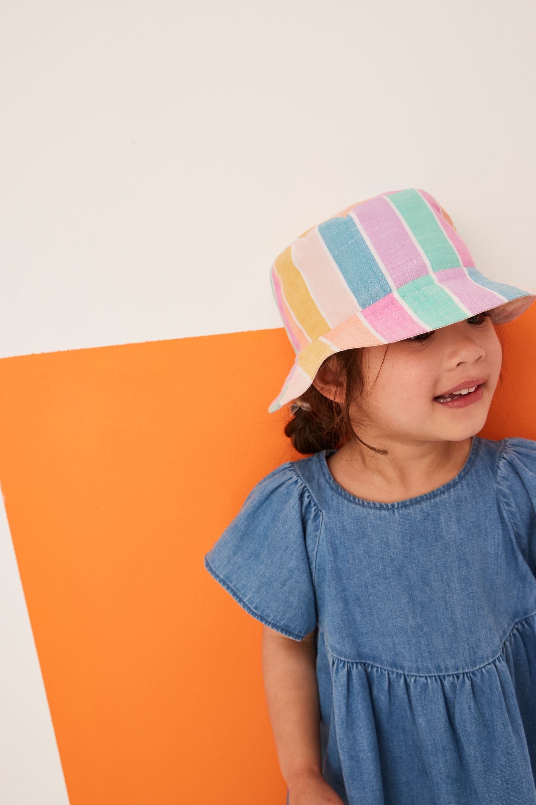 Rainbow Stripe Lightweight Cotton Bucket Hat (3mths-10yrs)