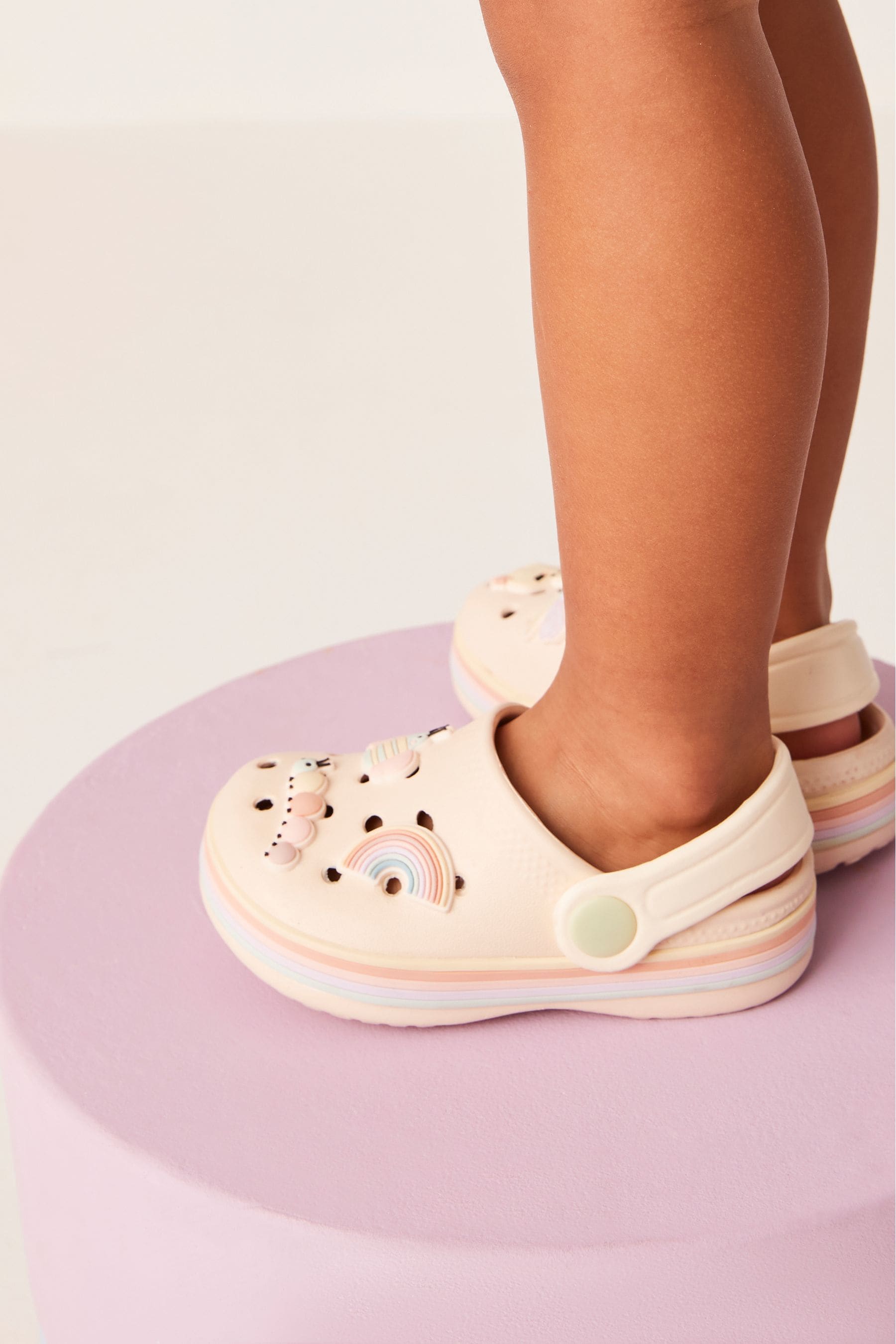 Bone White Character Clogs With Ankle Strap