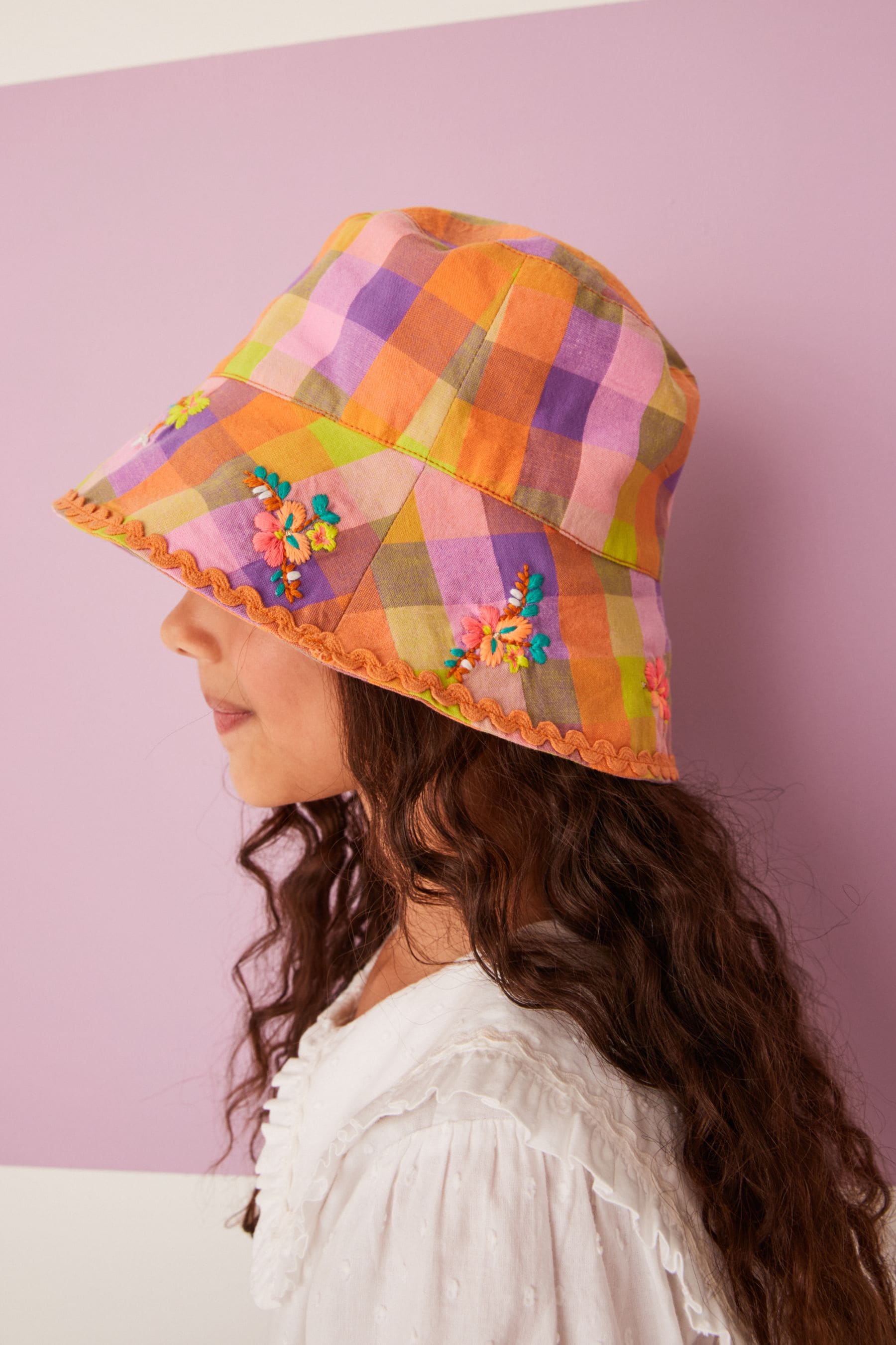 Multi Check Embroidered Bucket Hat (3mths-13yrs)