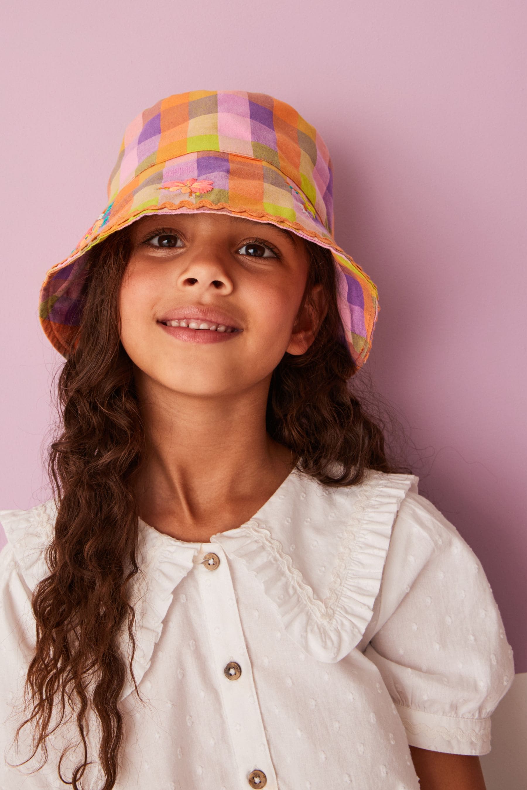 Multi Check Embroidered Bucket Hat (3mths-13yrs)