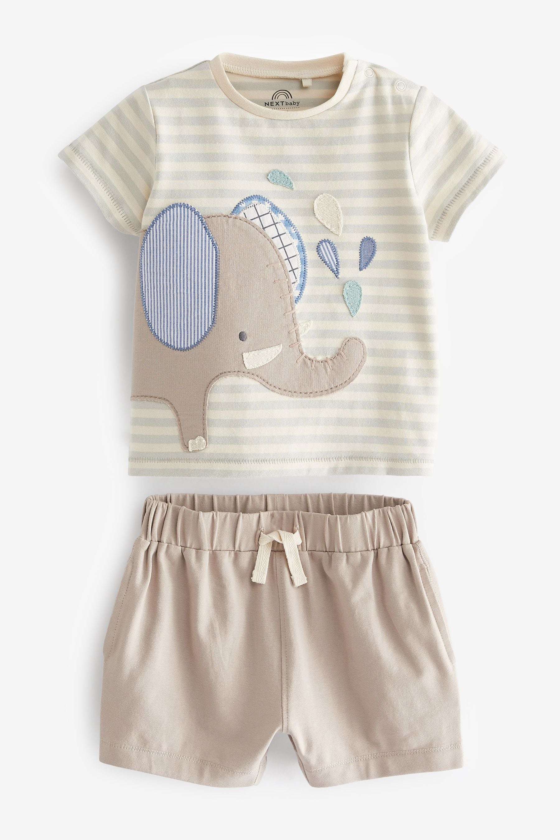 Stone Natural Elephant Baby T-Shirt And Shorts 2 Piece Set