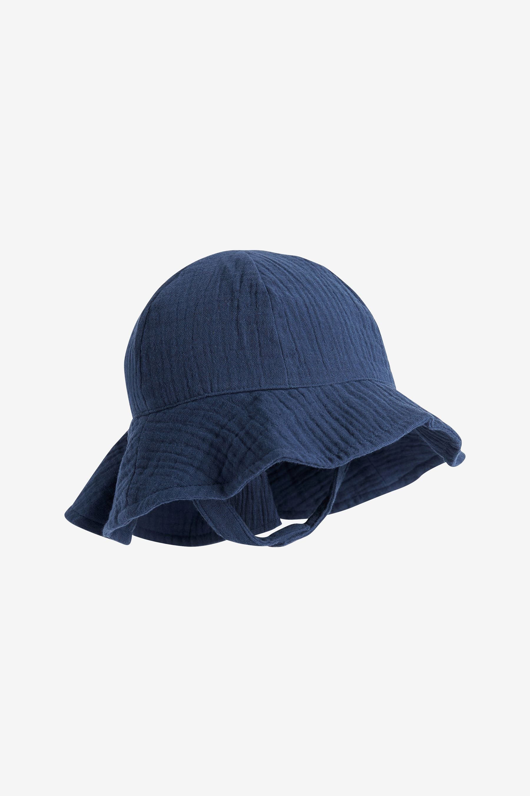 Navy Blue Crinkle Baby Bucket Hat (0mths-2yrs)