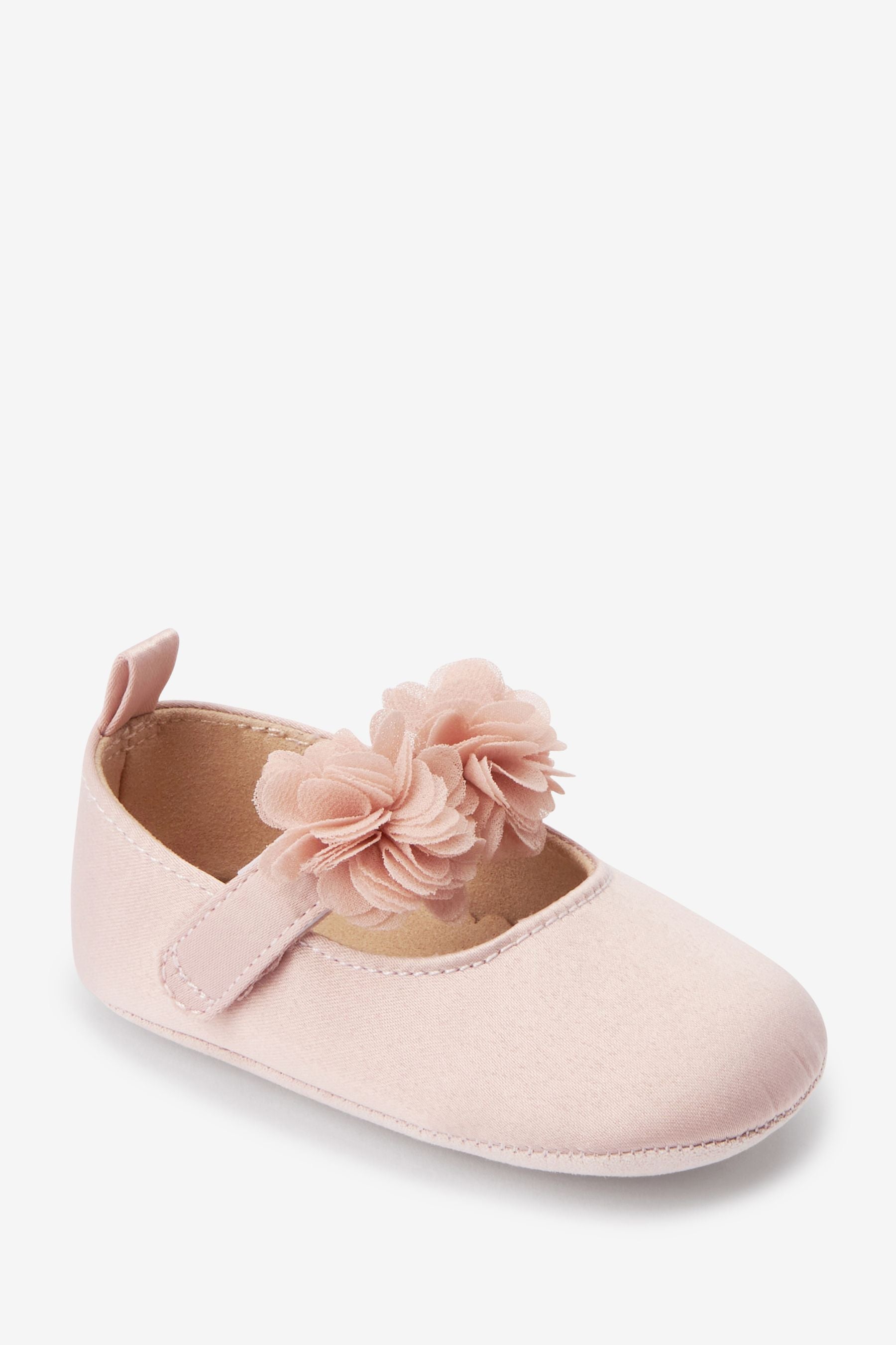 Pink Satin Bridesmaid Collection Corsage Baby Shoes (0-18mths)