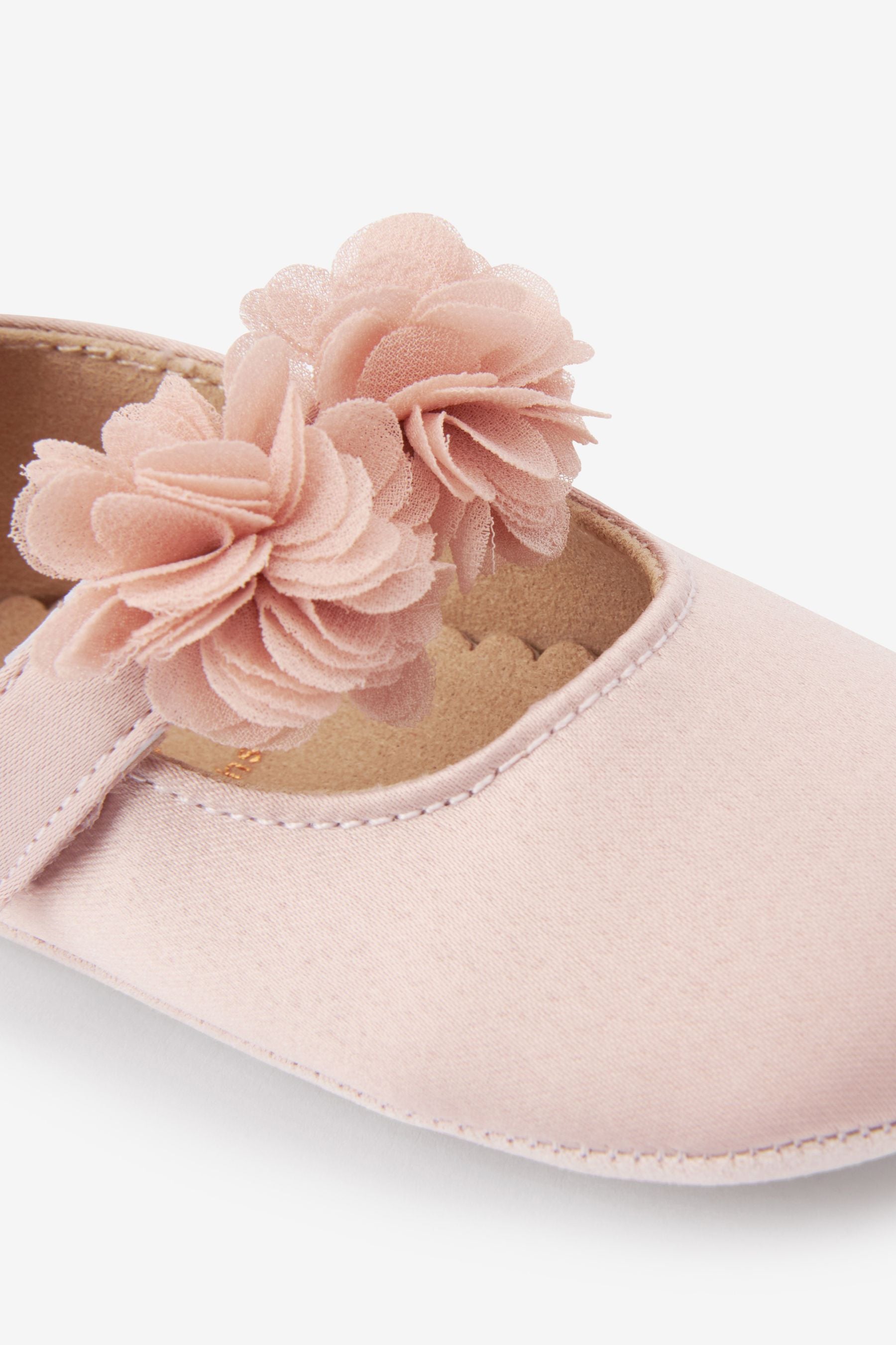 Pink Satin Bridesmaid Collection Corsage Baby Shoes (0-18mths)