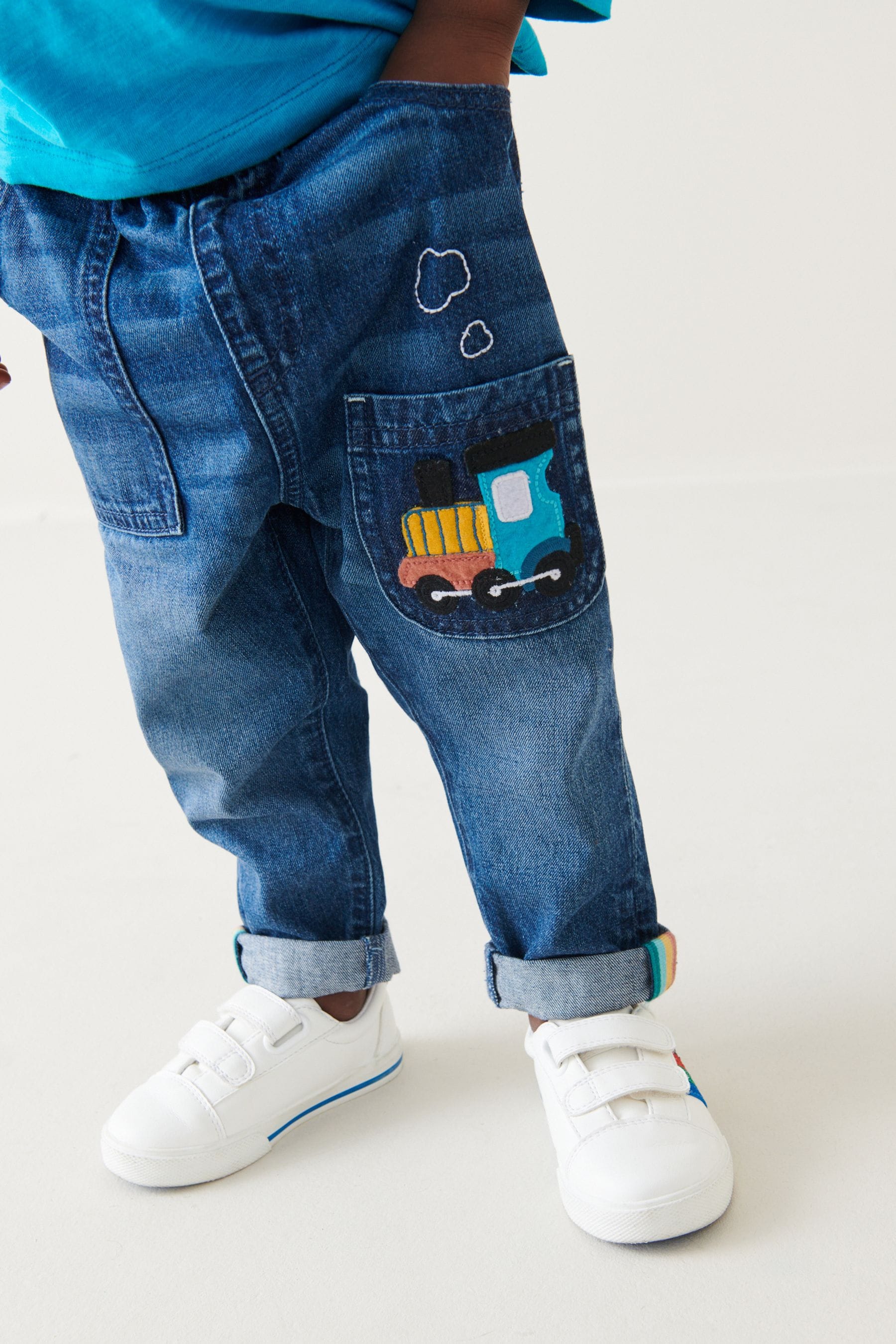 Mid Blue Denim Train Character Pull-On Jeans (3mths-7yrs)