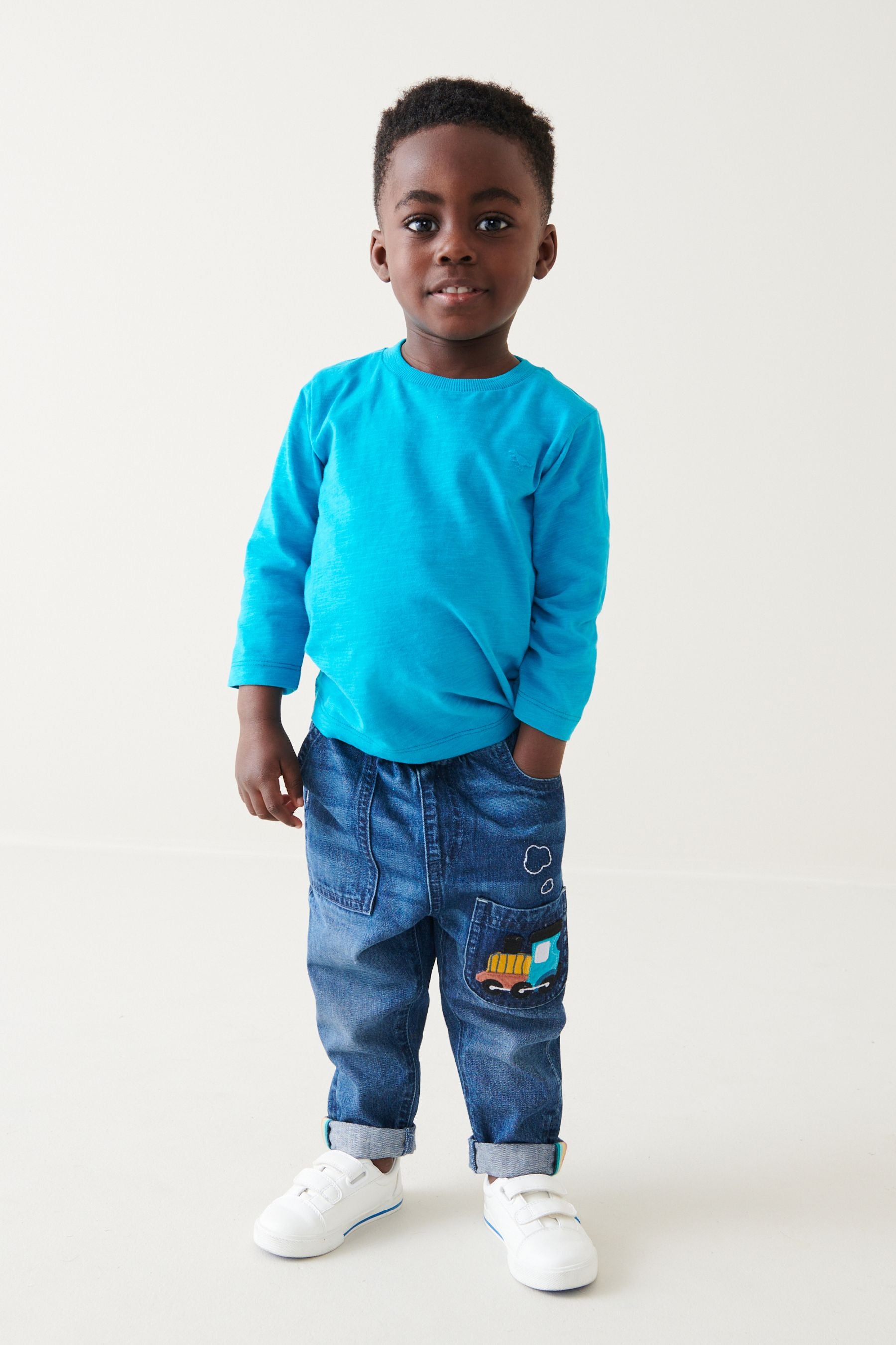 Mid Blue Denim Train Character Pull-On Jeans (3mths-7yrs)