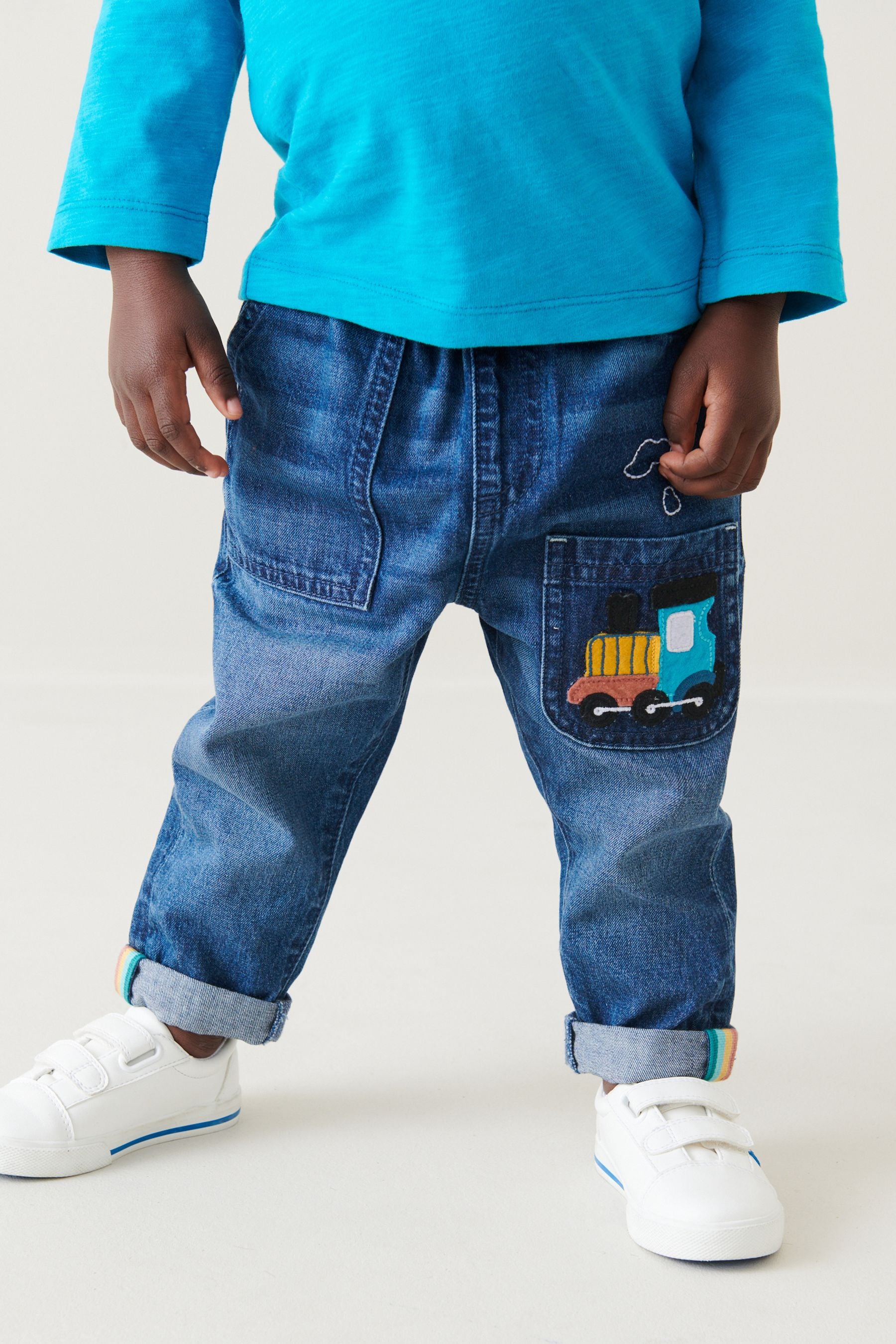 Mid Blue Denim Train Character Pull-On Jeans (3mths-7yrs)