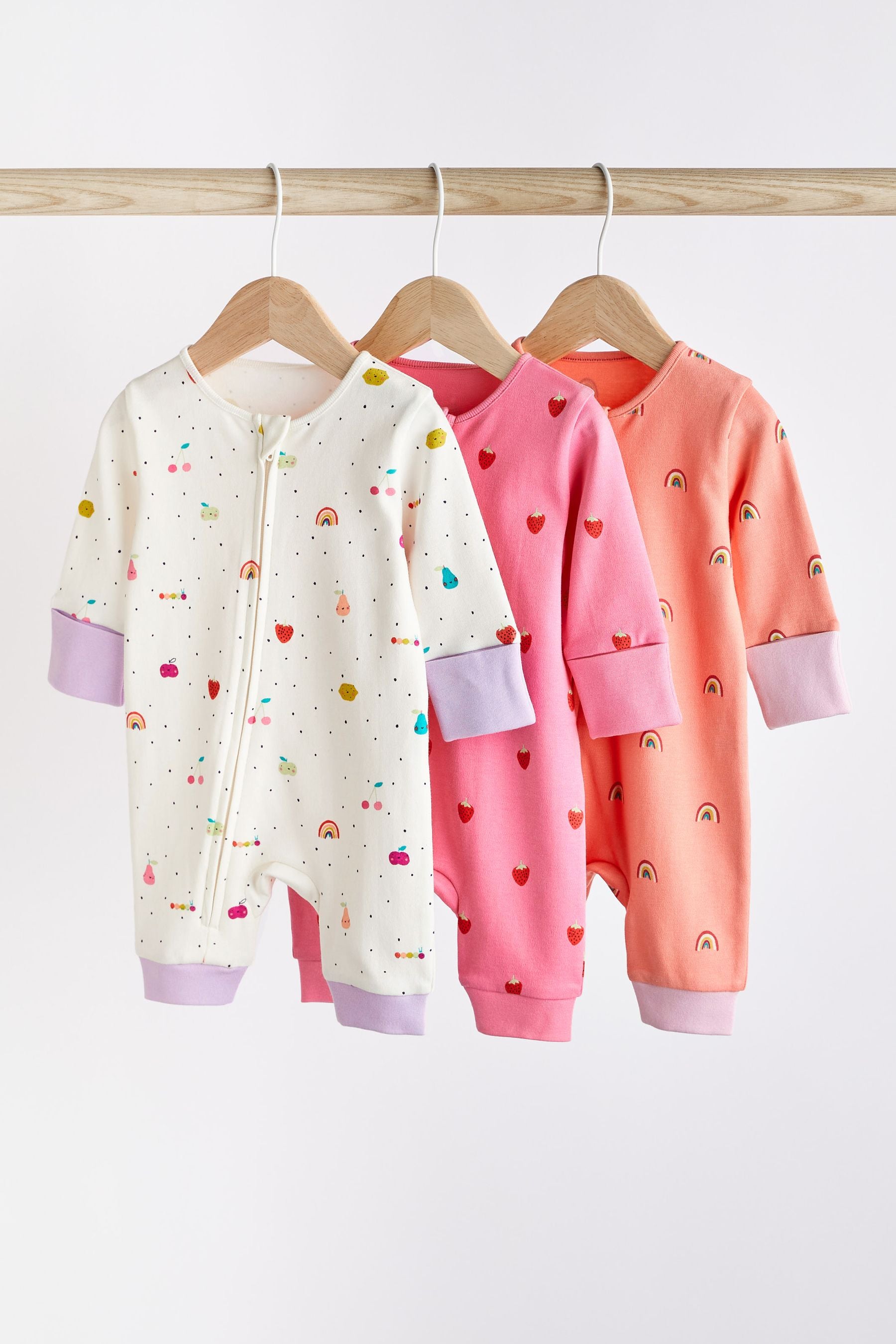 Pink Footless Baby Sleepsuits 3 Pack (0mths-3yrs)