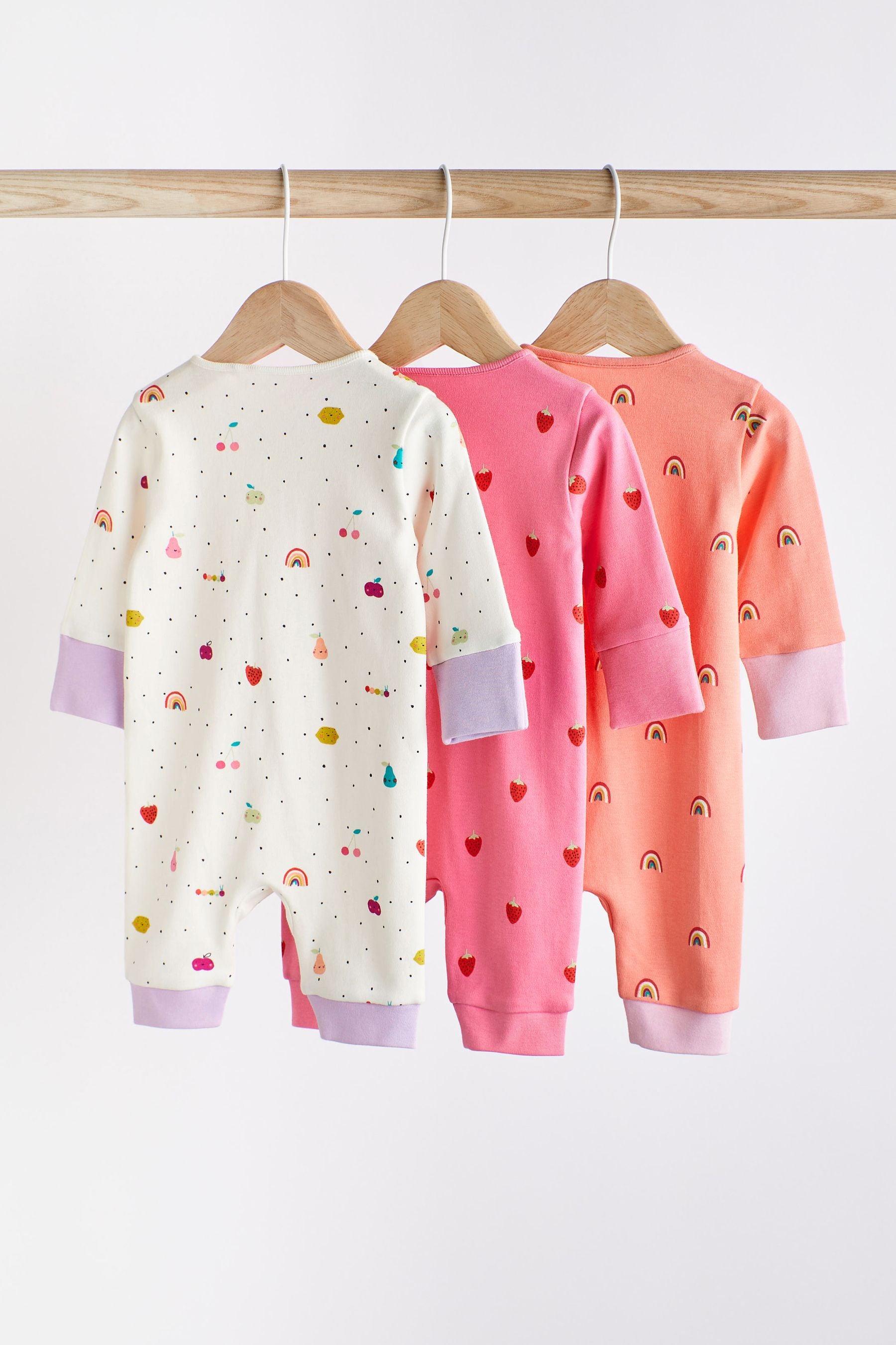 Pink Footless Baby Sleepsuits 3 Pack (0mths-3yrs)