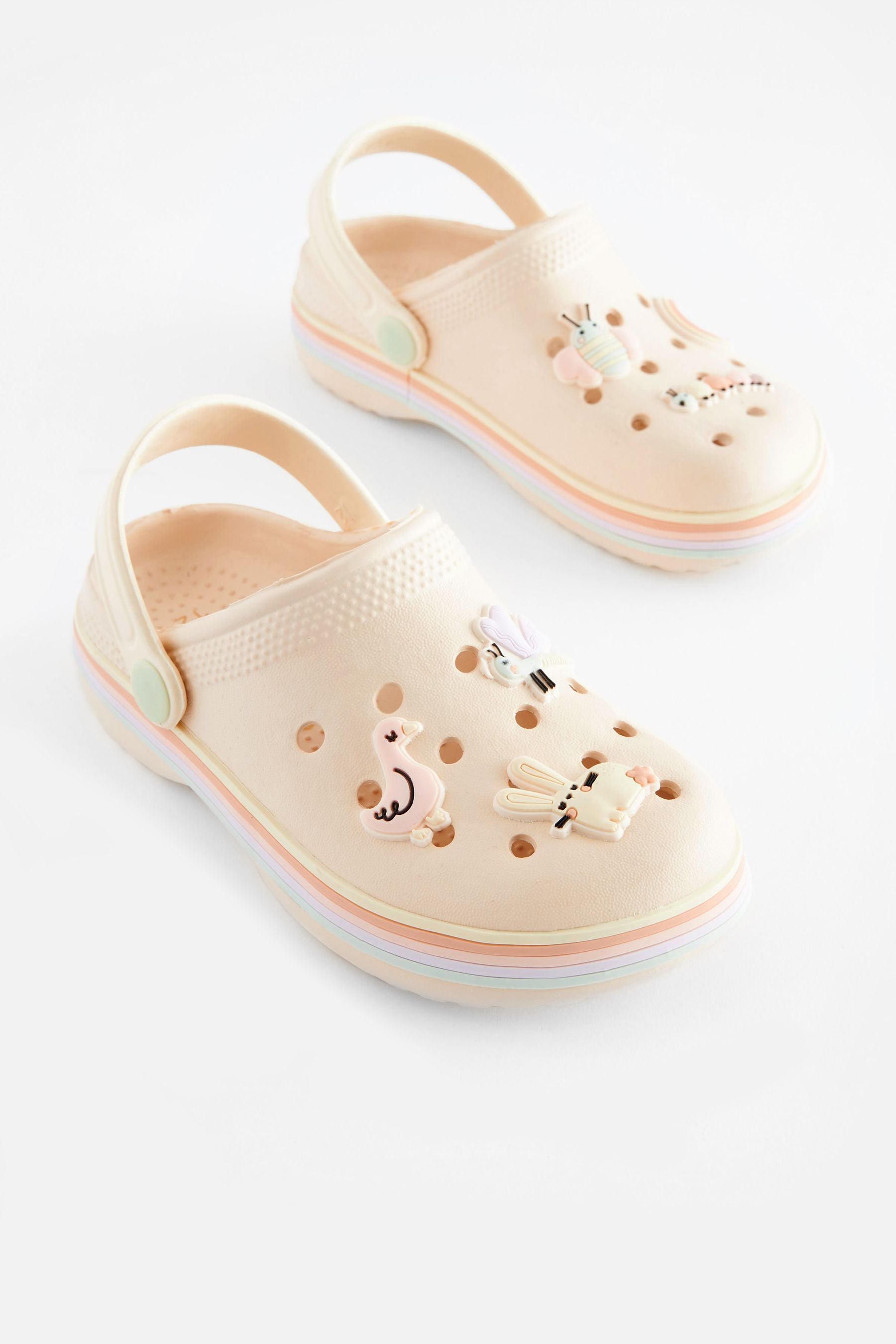 Bone White Character Clogs With Ankle Strap