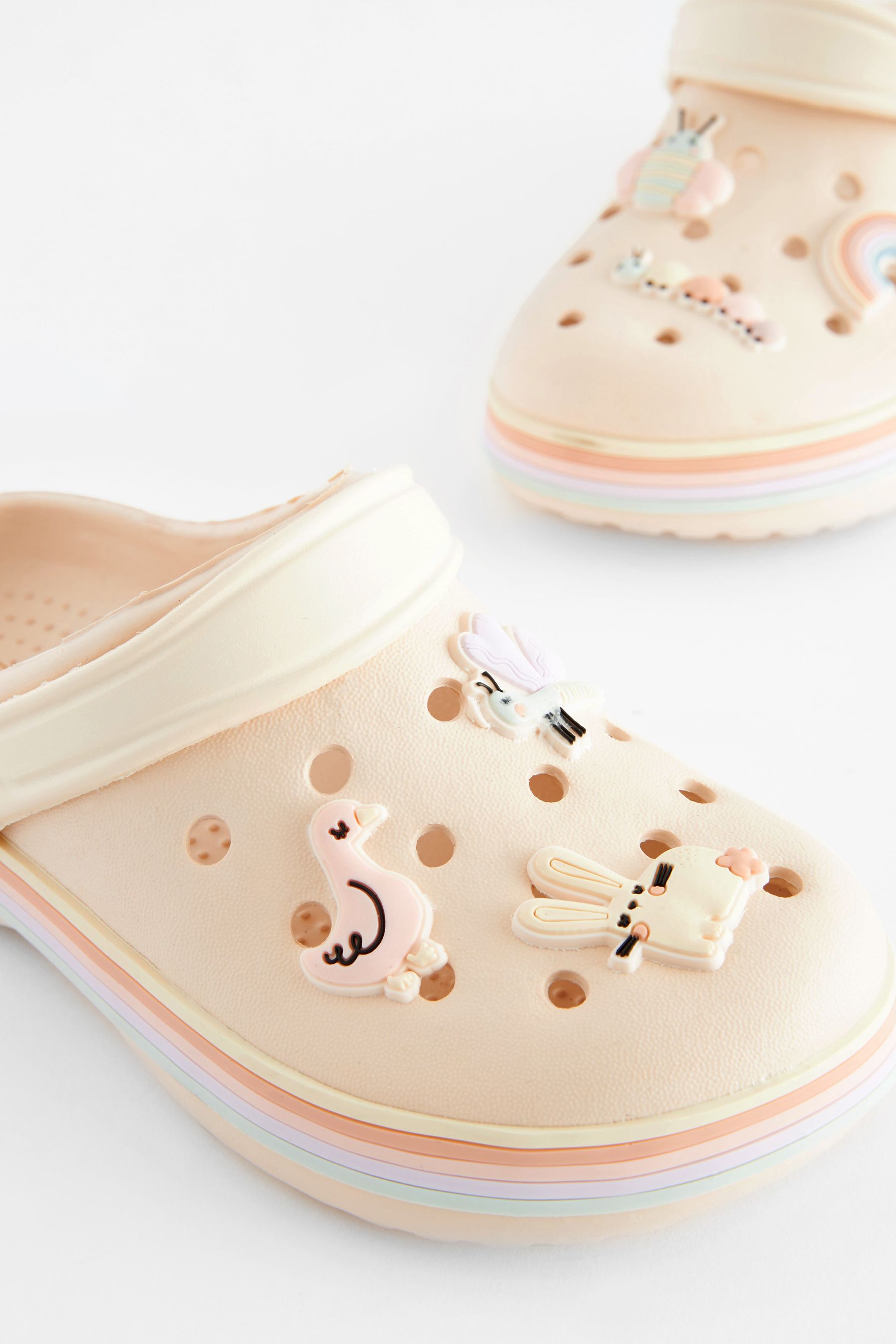 Bone White Character Clogs With Ankle Strap