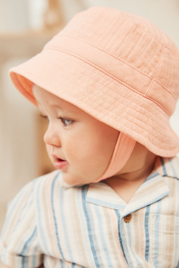 Orange Crinkle Baby Bucket Hat (0mths-2yrs)