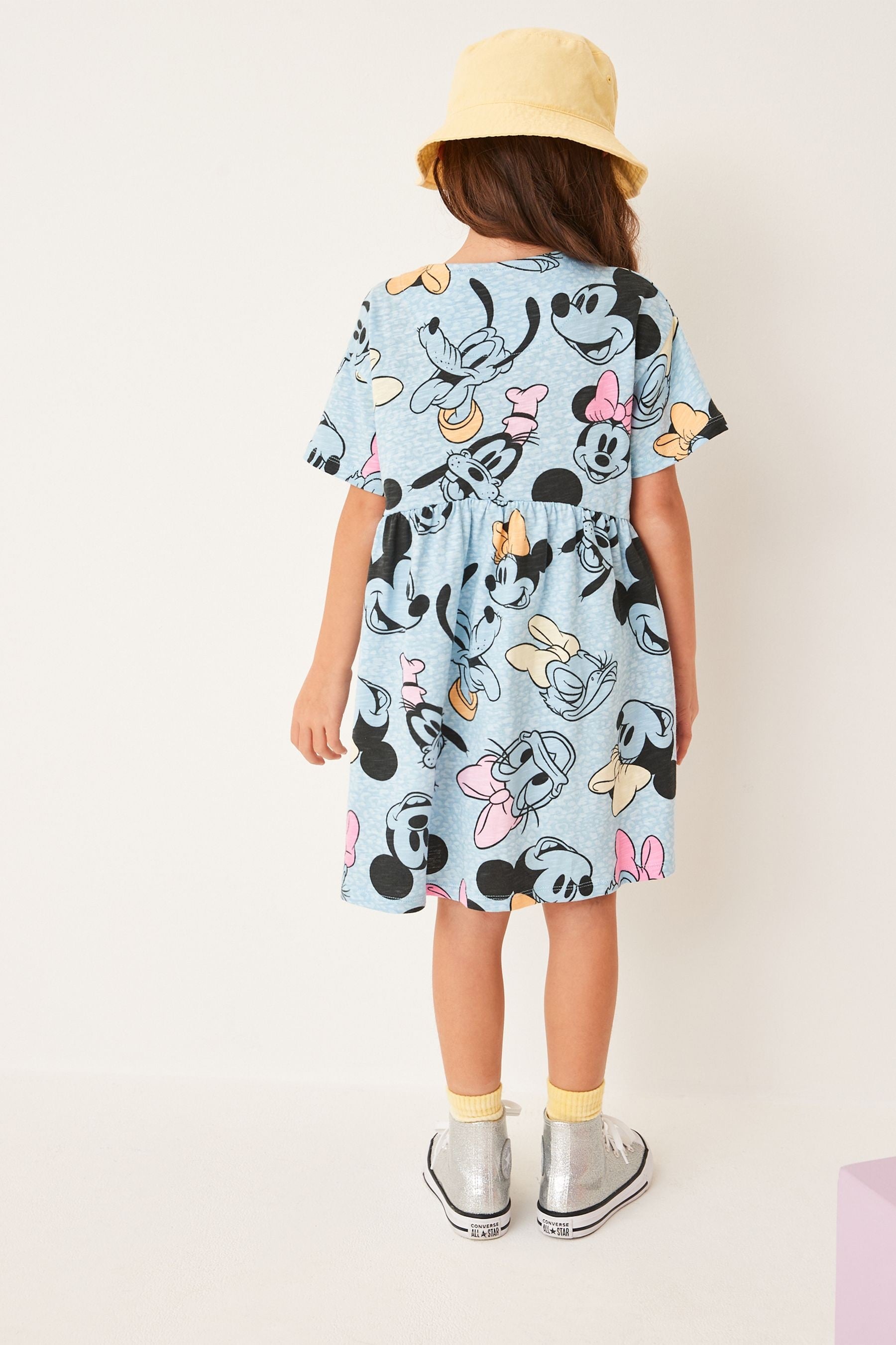 Disney Mickey Mouse & Friends Blue Animal Print Short Sleeve Jersey Dress (3-16yrs)