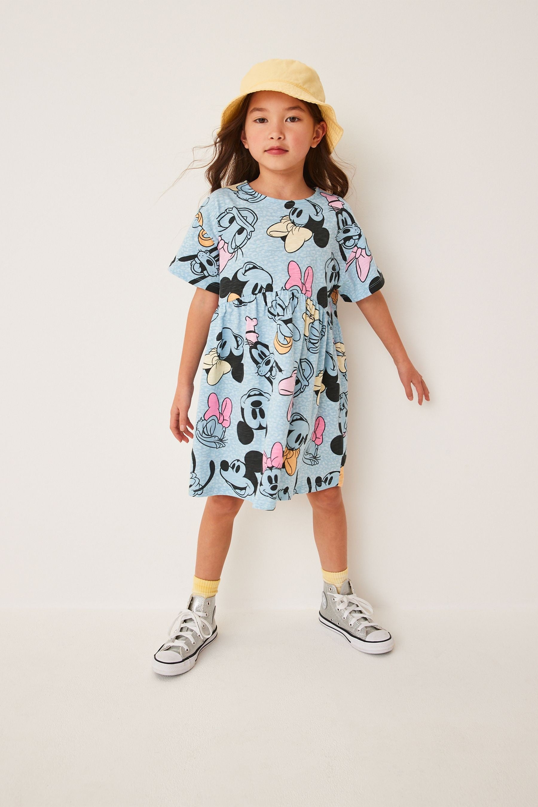 Disney Mickey Mouse & Friends Blue Animal Print Short Sleeve Jersey Dress (3-16yrs)