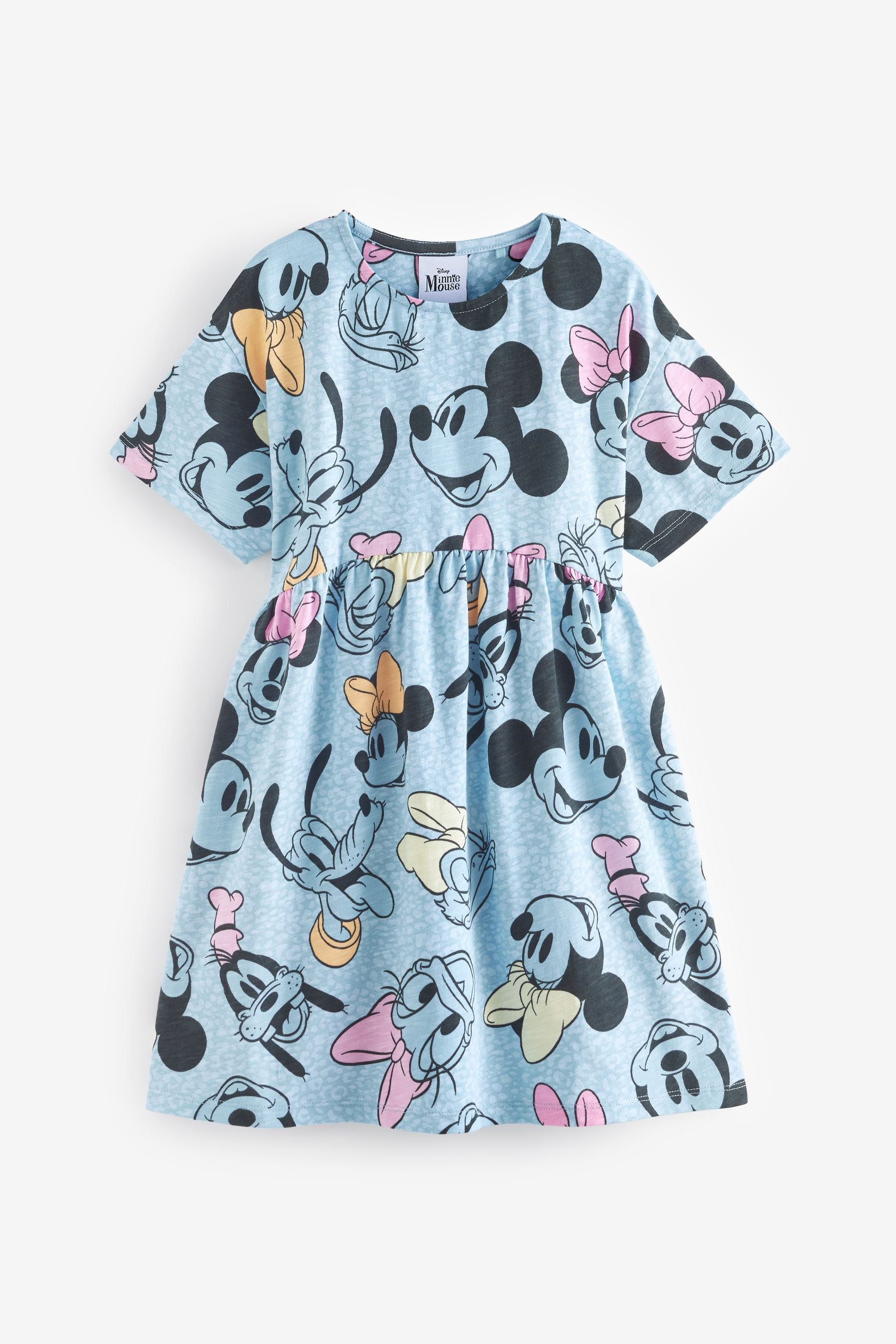 Disney Mickey Mouse & Friends Blue Animal Print Short Sleeve Jersey Dress (3-16yrs)