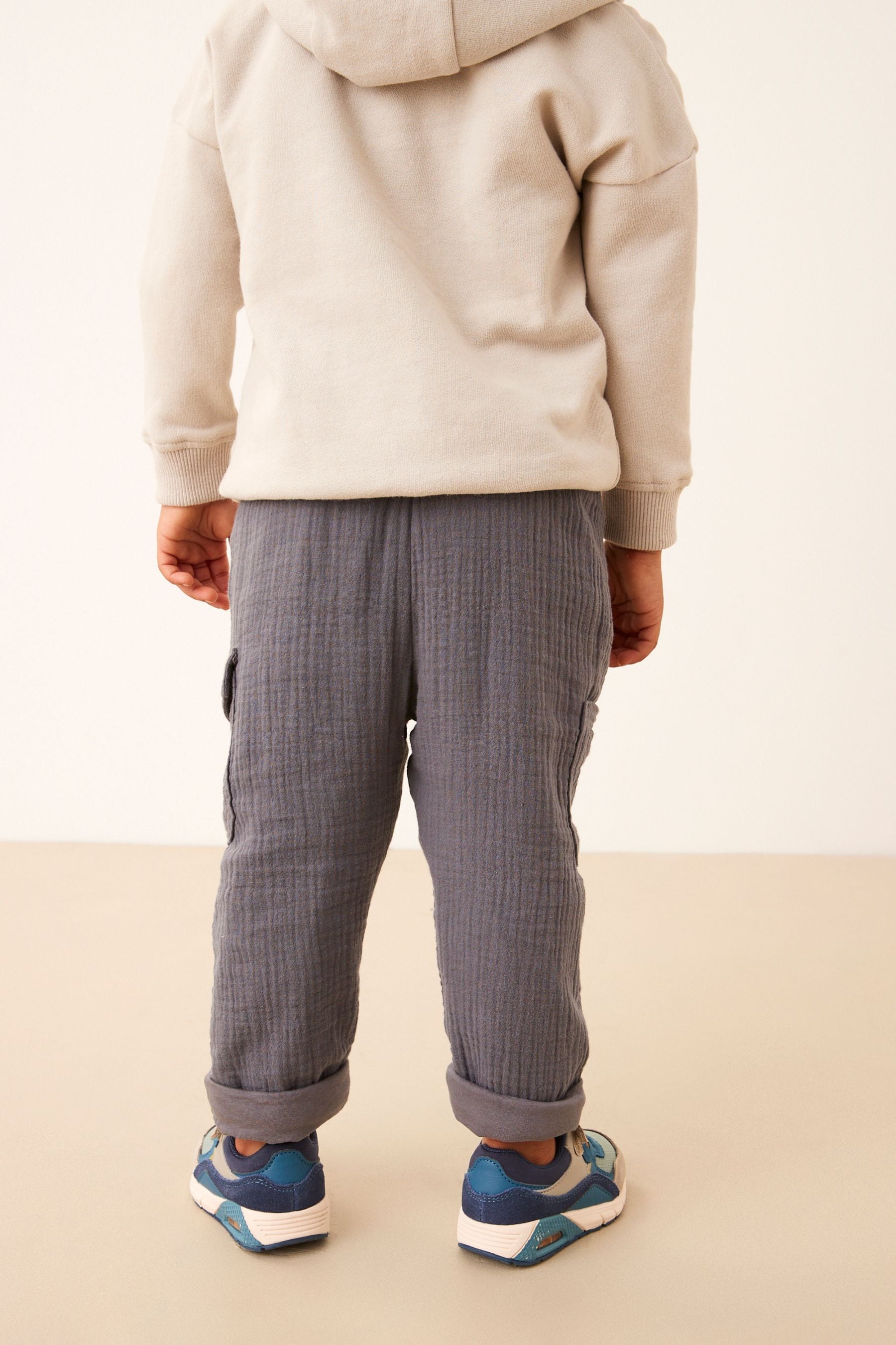 Grey Soft Textured Lined Cotton Trousers (3mths-7yrs)