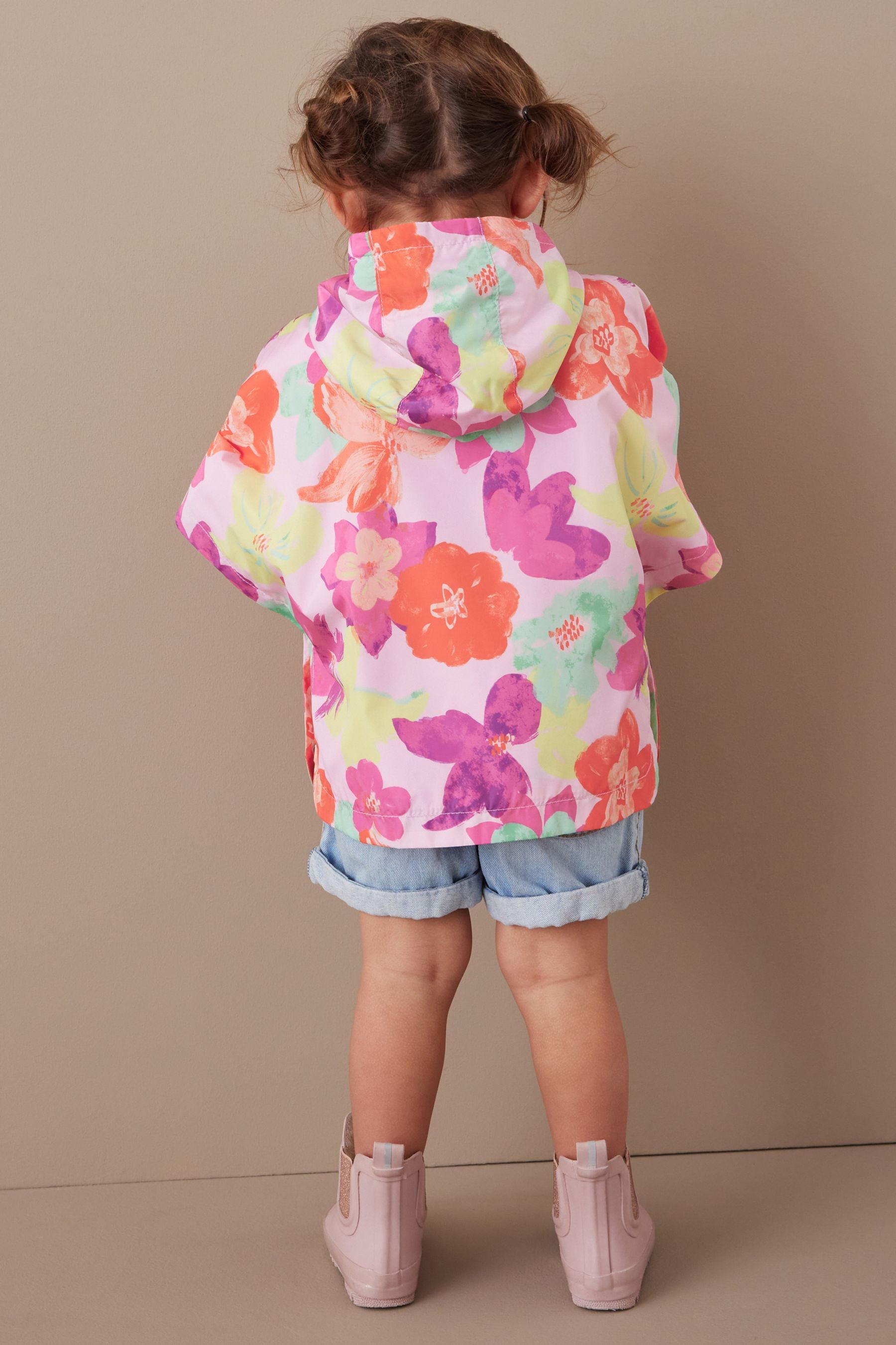 Multi Floral Shower Resistant Overhead Printed Pack Away Poncho Cagoule (3mths-7yrs)