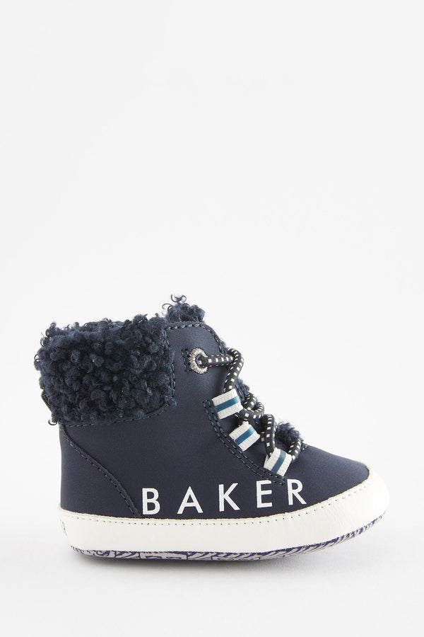 Navy Baker by Ted Baker Girls Navy Velvet Mary Jane Shoes with Bow