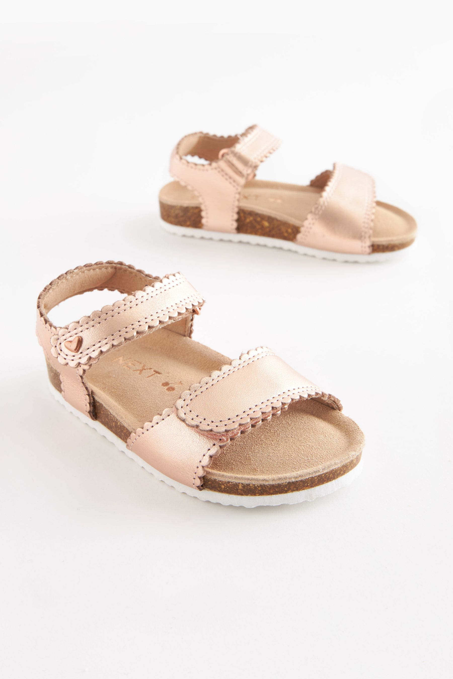 Rose Gold Leather Corkbed Sandals