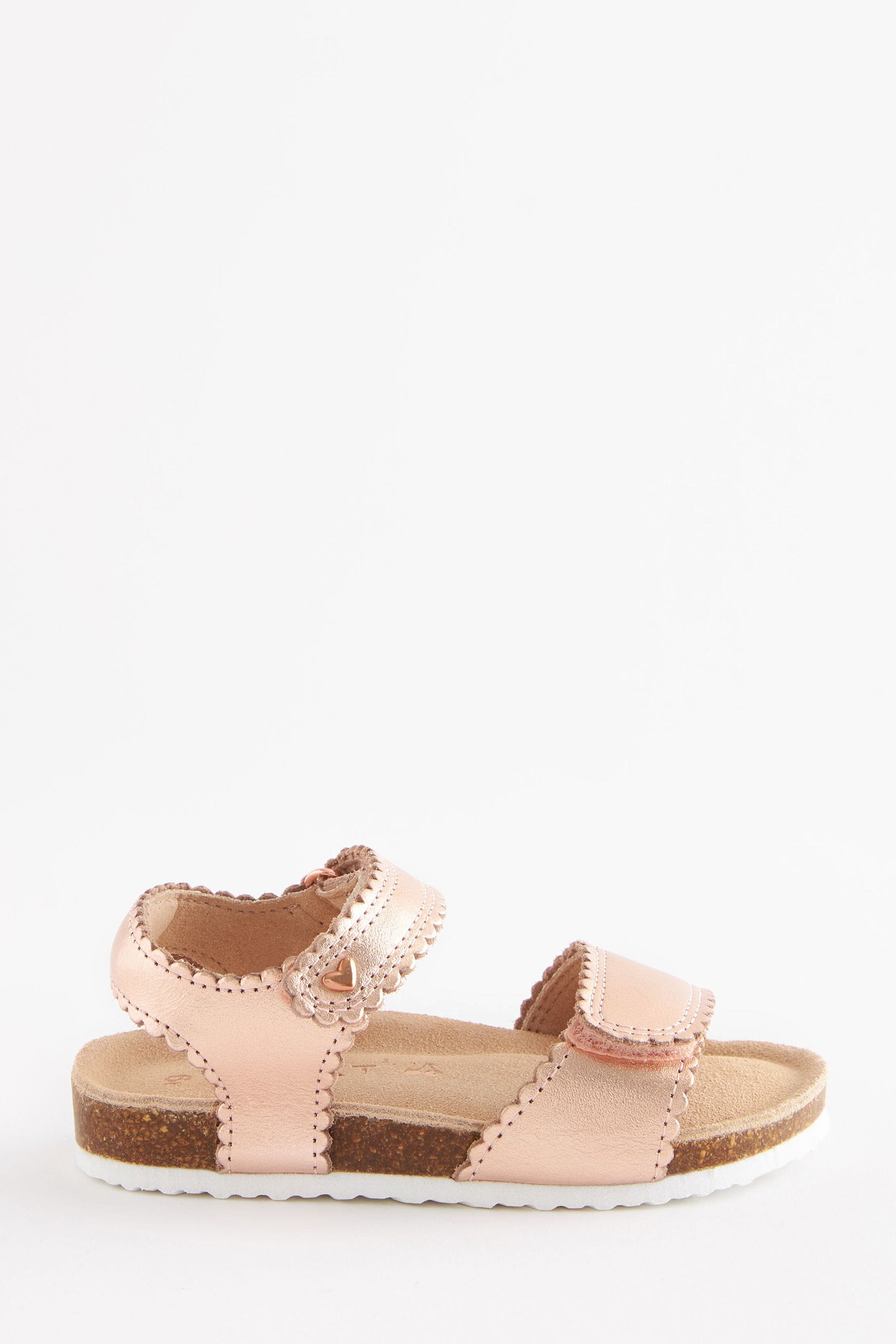 Rose Gold Leather Corkbed Sandals