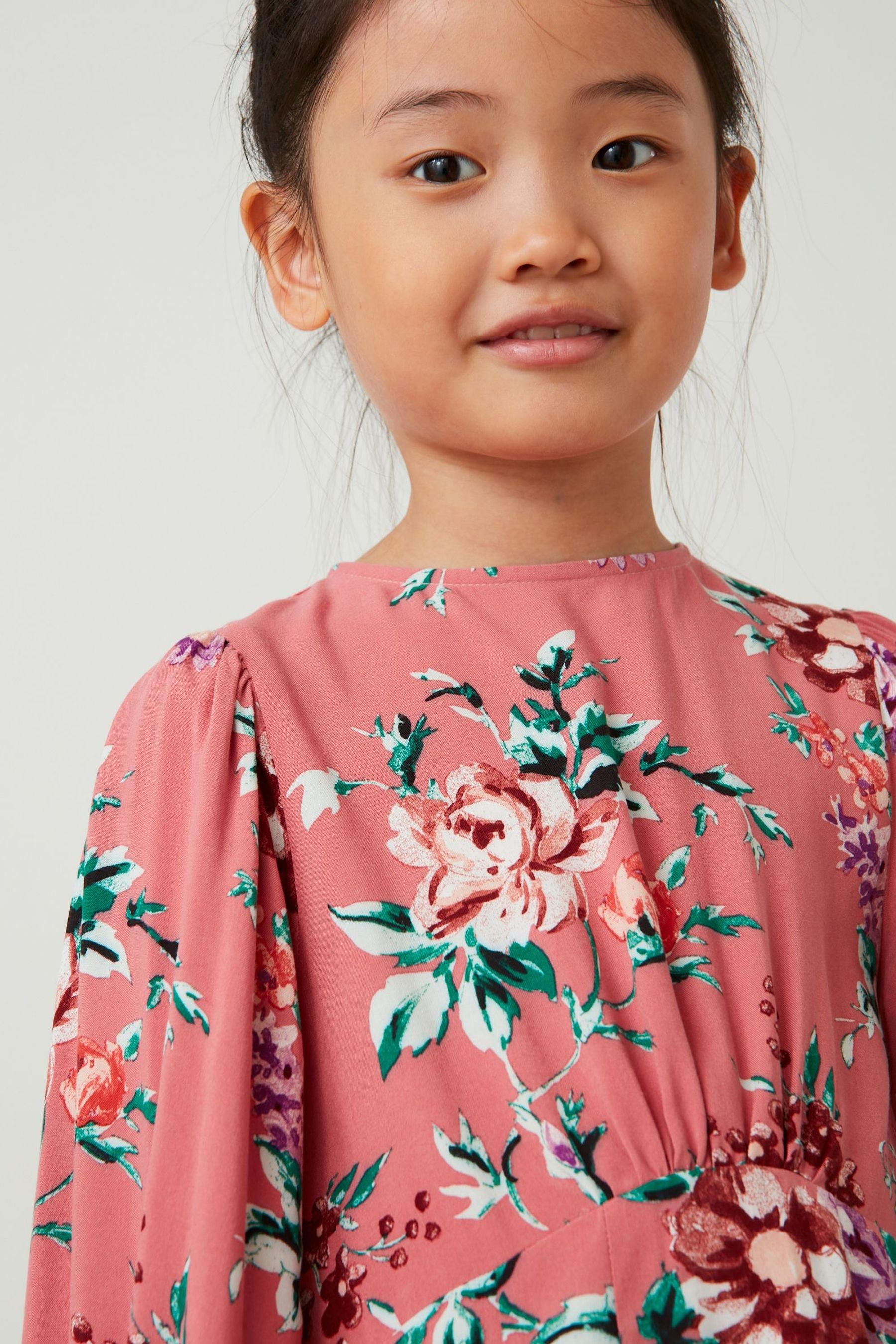 Pink Floral Printed Tea Dress (3-16yrs)