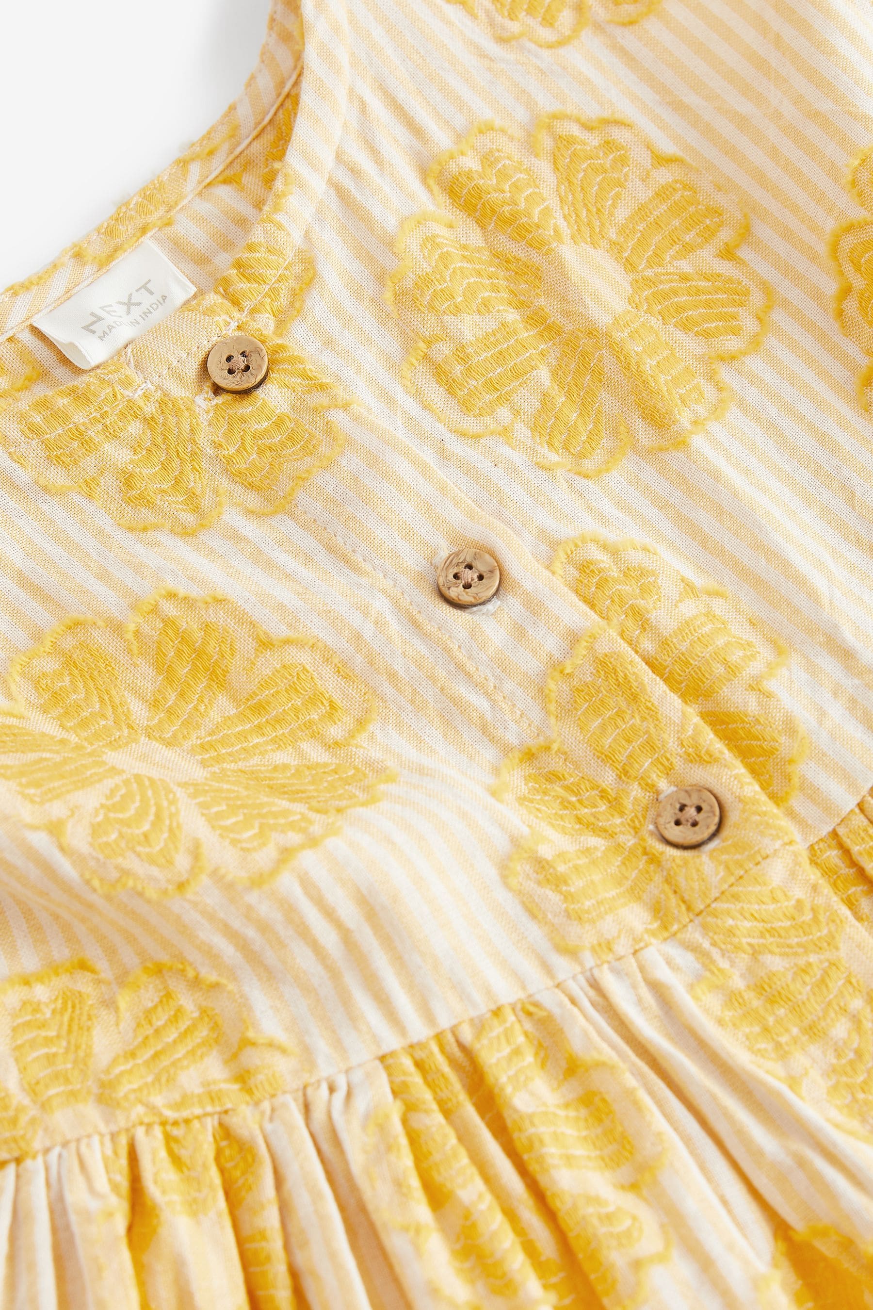 Yellow Flower Button Through Summer Dress (3mths-8yrs)