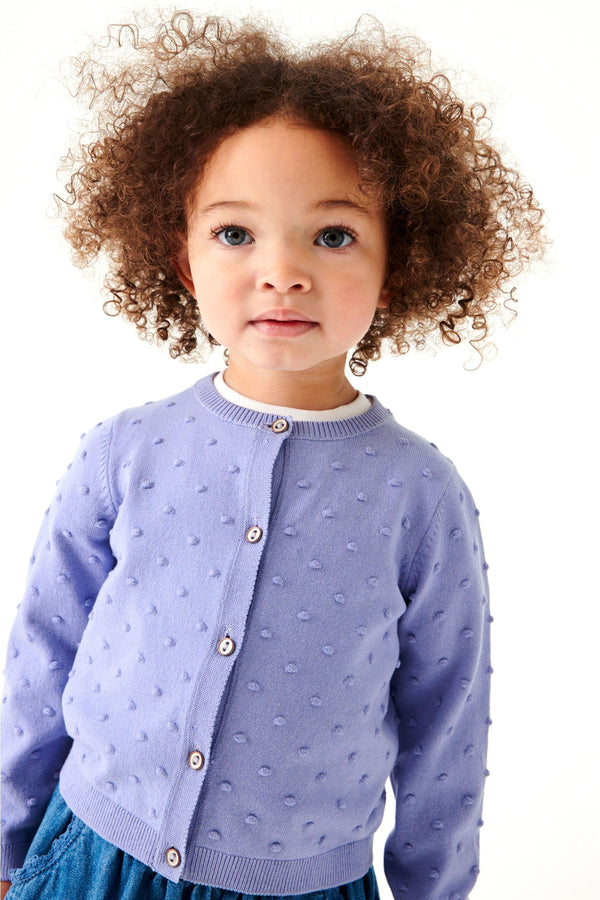 Denim Aqua Blue Bobble Cardigan (3mths-10yrs)