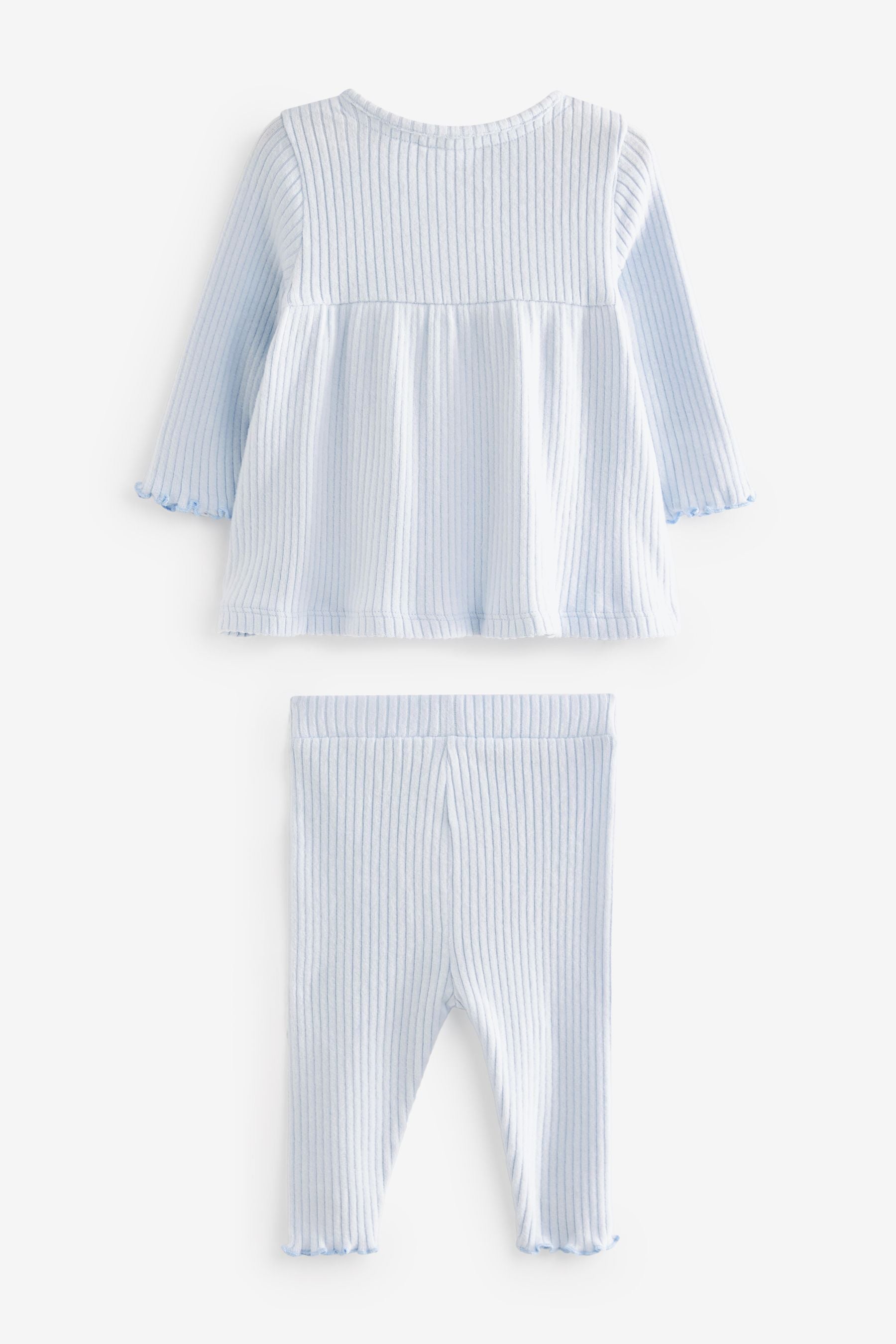 Pale Blue Two Piece Baby Wrap Top And Trouser Set