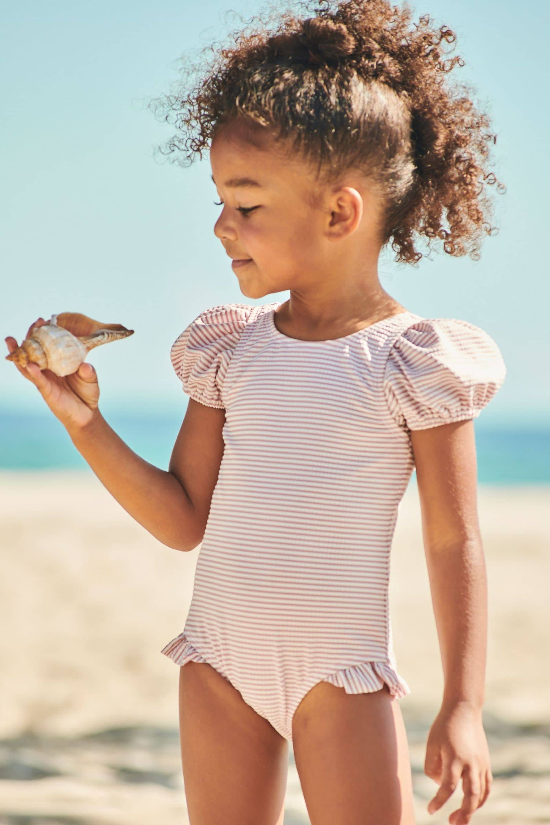 Lilac Purple Puff Sleeve Swimsuit (3mths-7yrs)