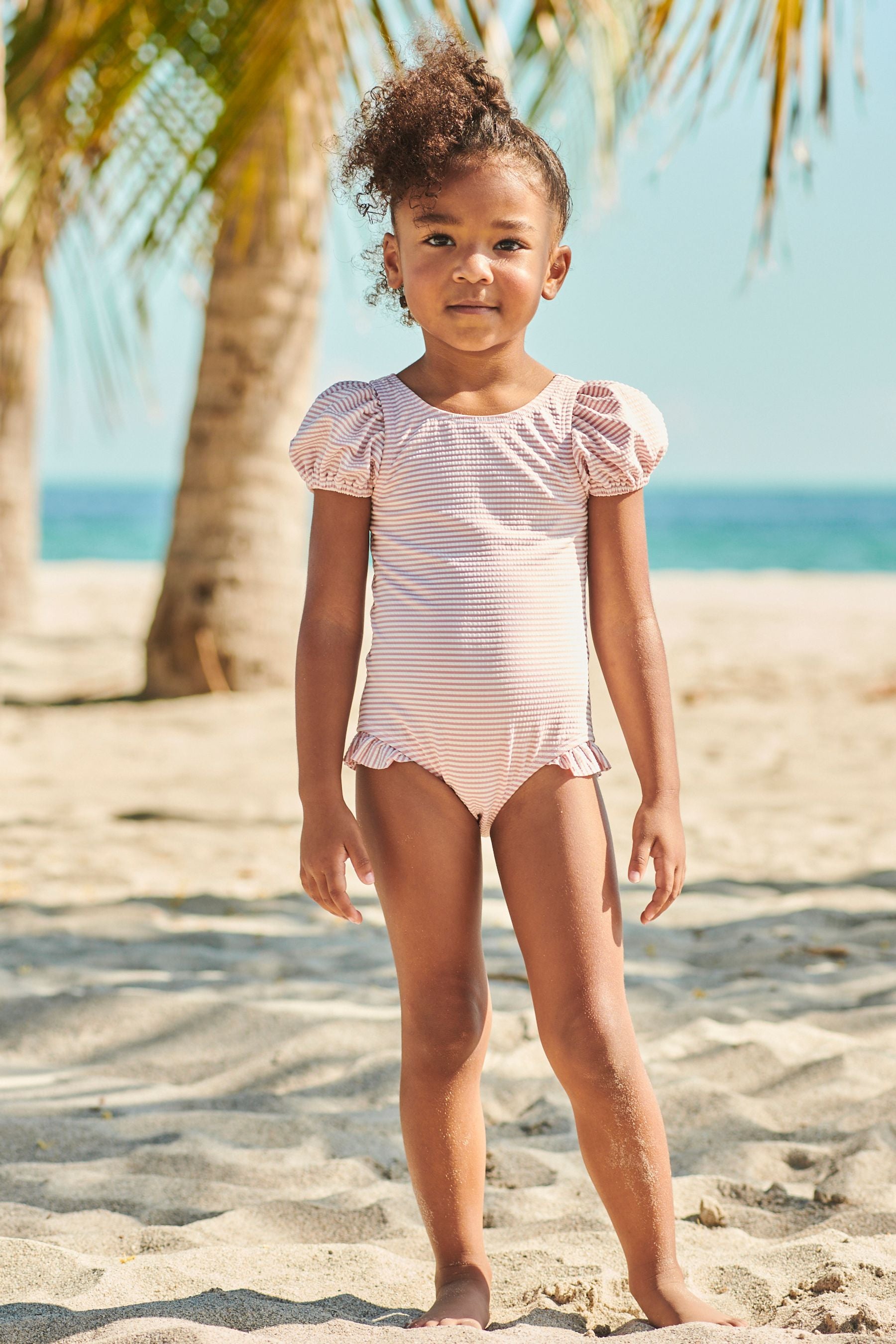 Lilac Purple Puff Sleeve Swimsuit (3mths-7yrs)