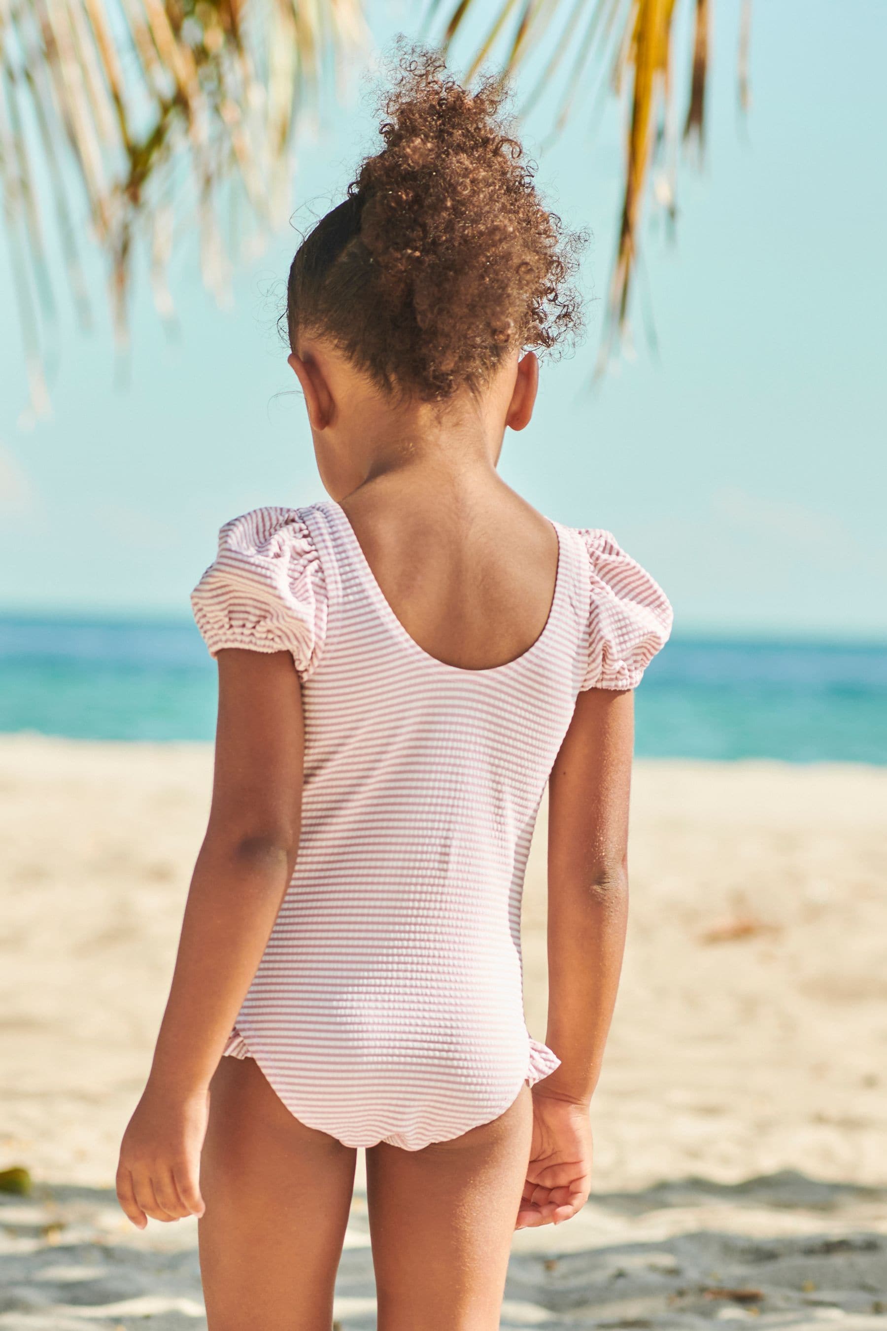 Lilac Purple Puff Sleeve Swimsuit (3mths-7yrs)