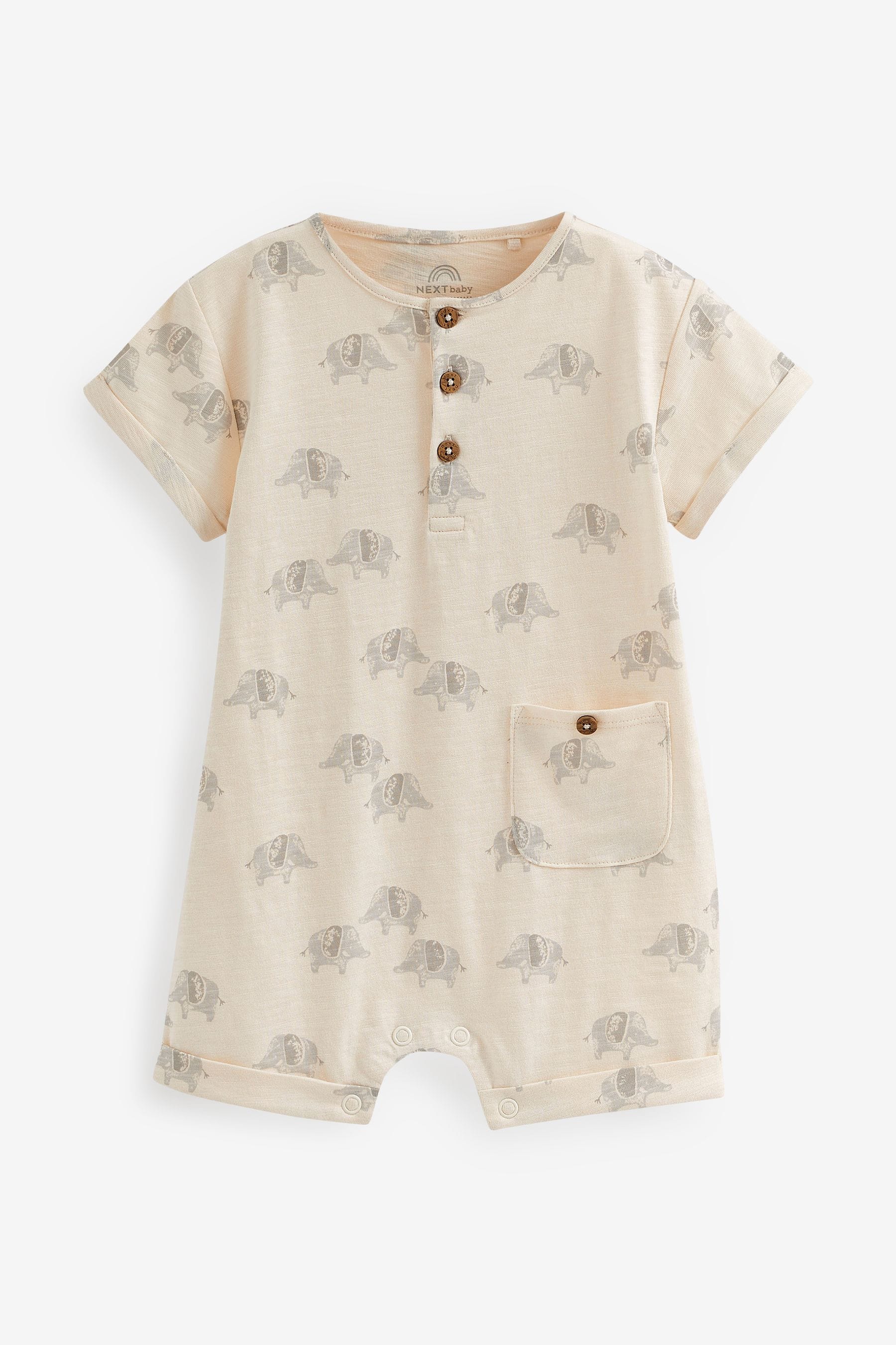 Monochrome Elephant Baby Rompers 3 Pack