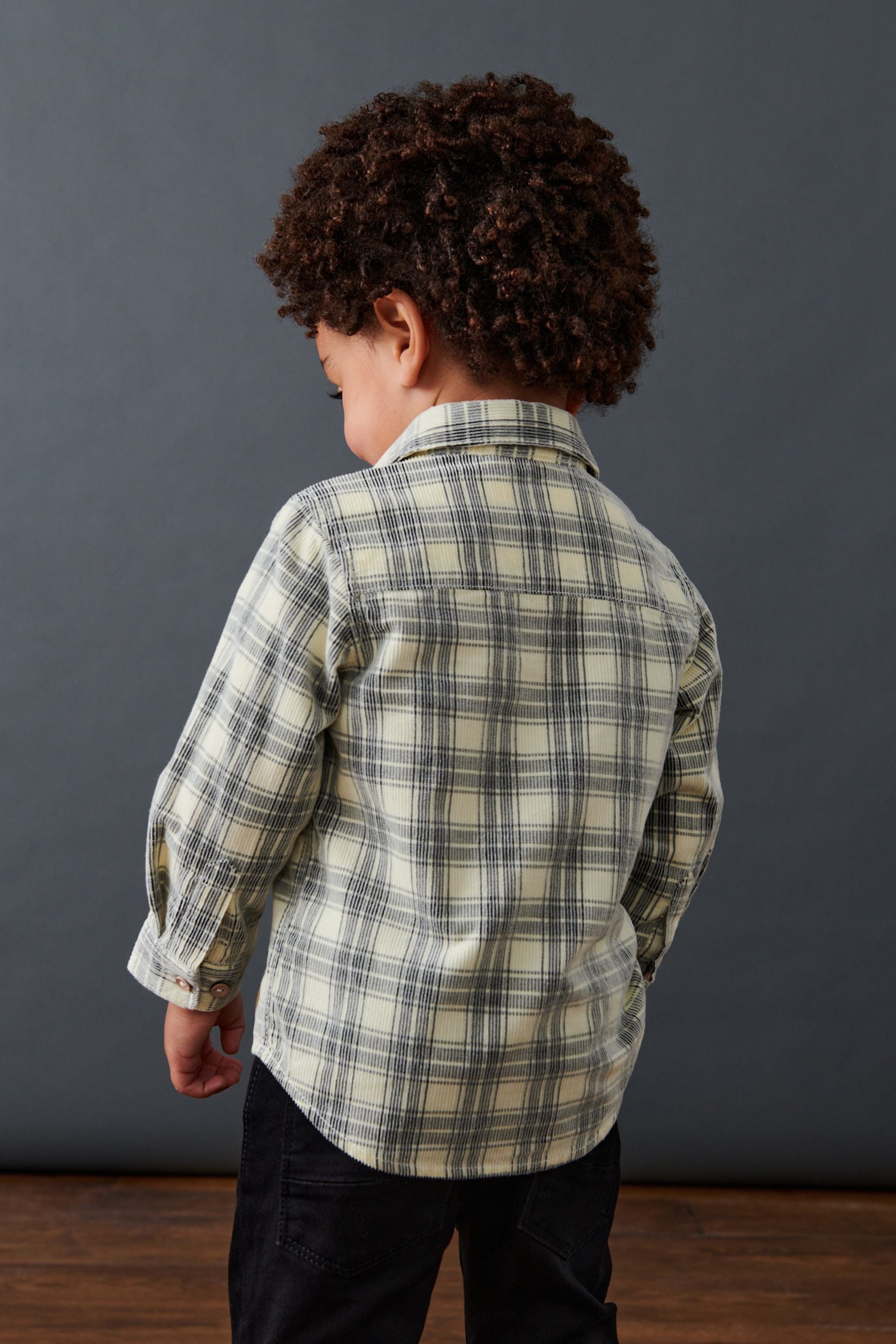 Ecru Cream Check Corduroy Long Sleeve Shirt (3mths-7yrs)