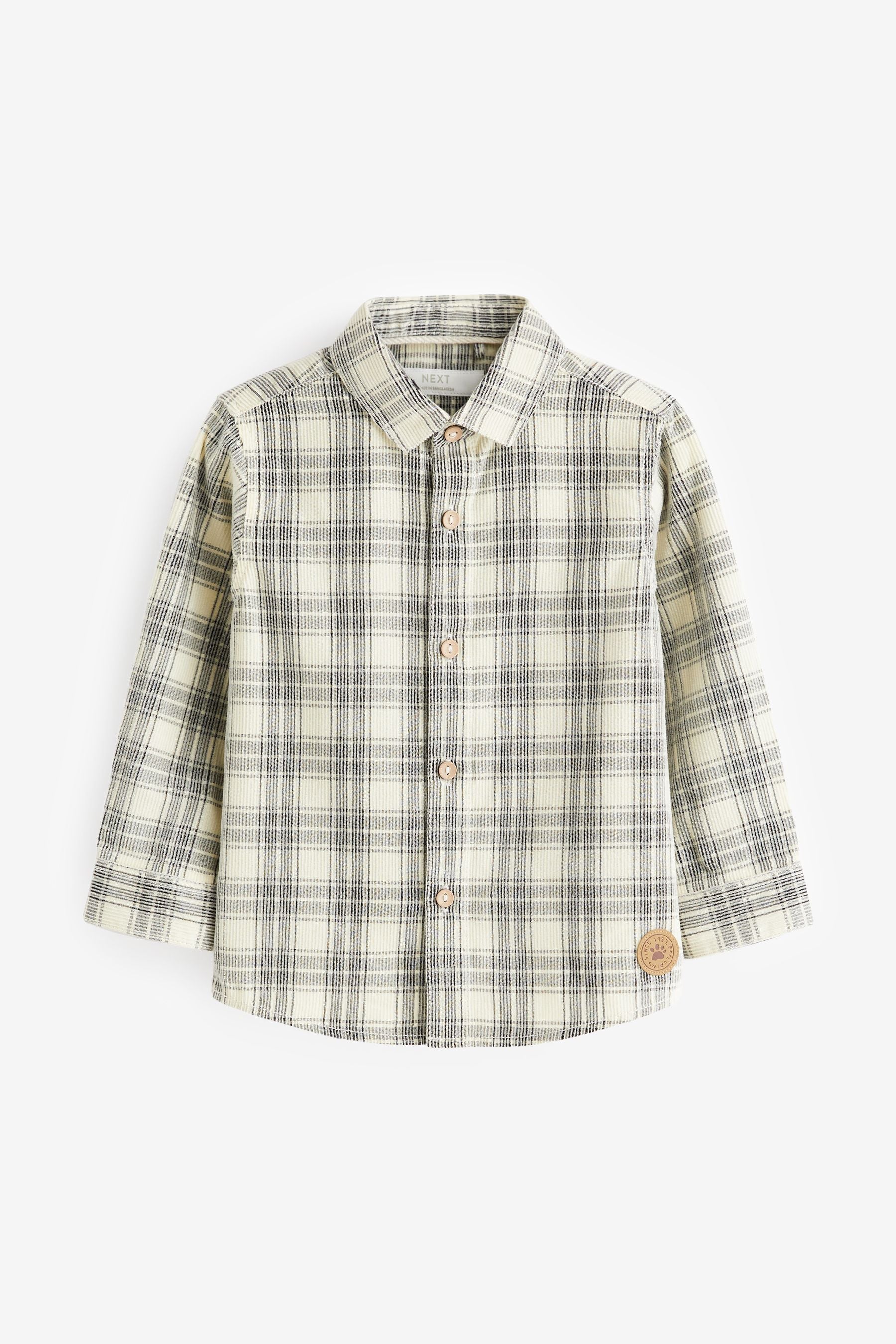 Ecru Cream Check Corduroy Long Sleeve Shirt (3mths-7yrs)